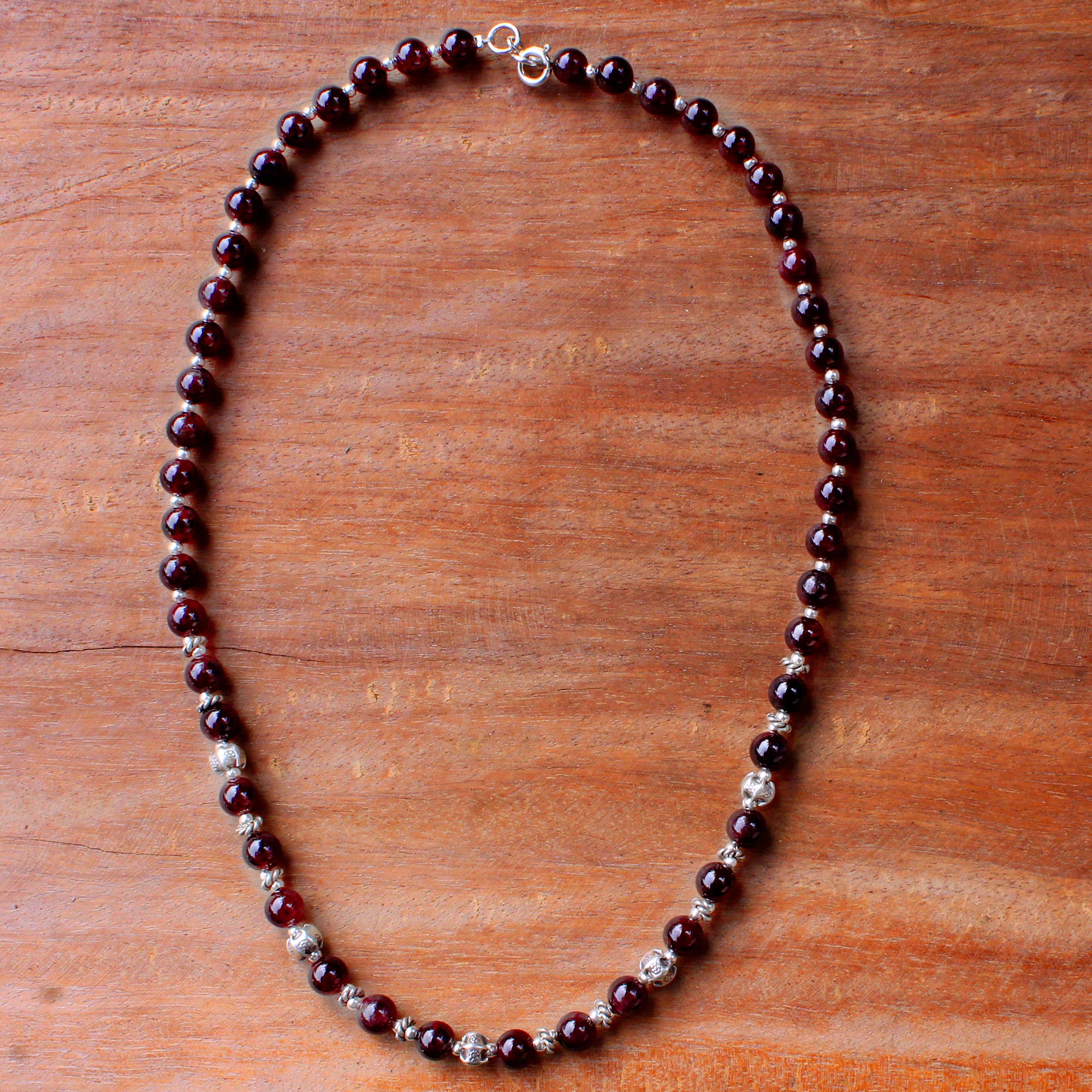 Premium Grace Garnet & 950 Silver Beaded Necklace - Handcrafted in Thailand