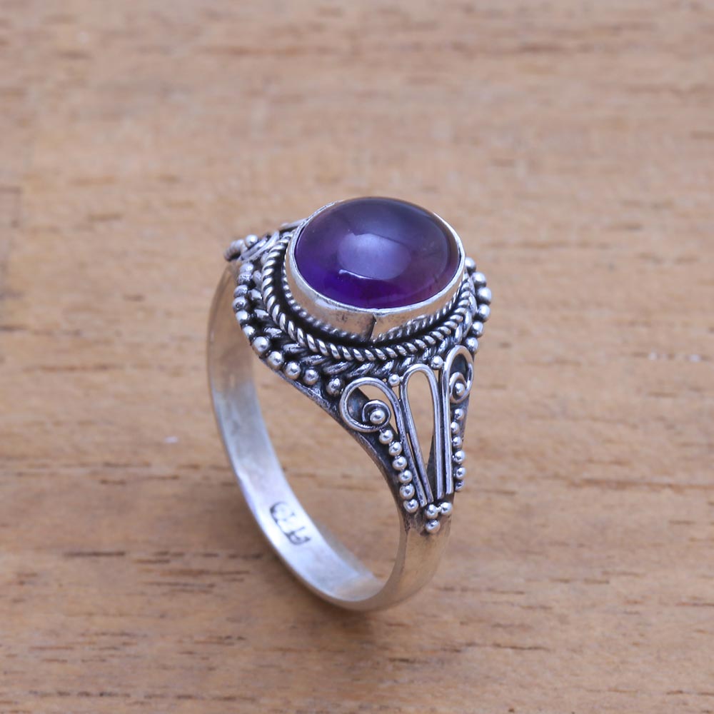 Premium Princess Gem Handmade Amethyst Ring - Bali Artisan Jewelry