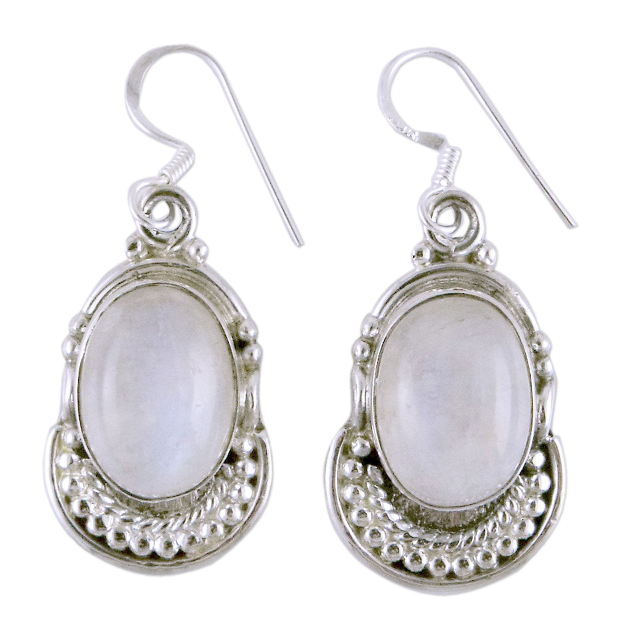 Premium Rainbow Ice Moonstone Sterling Silver Dangle Earrings