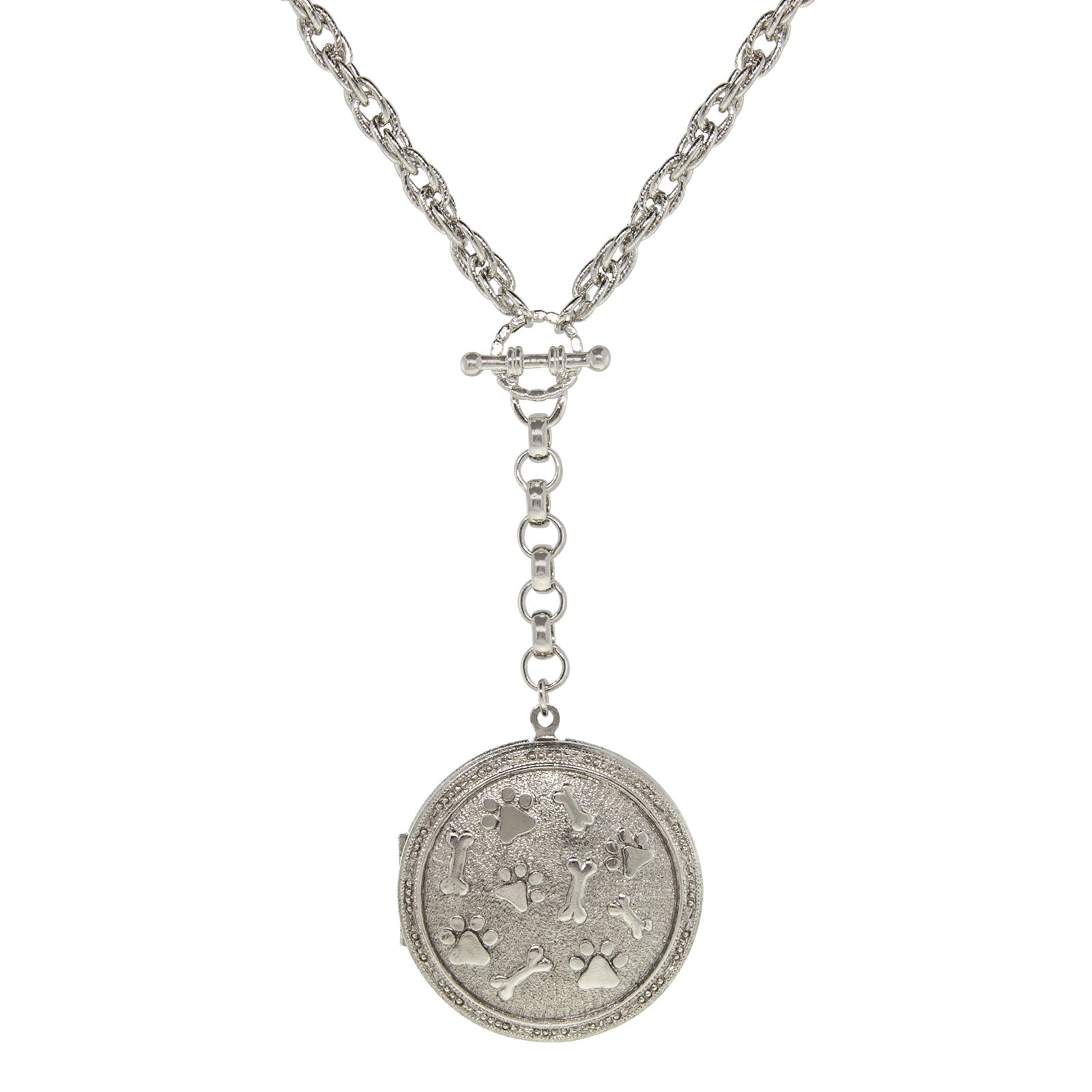 Premium 1928 Jewelry® Silver Tone Paw & Bones Locket Necklace - 28 Inch