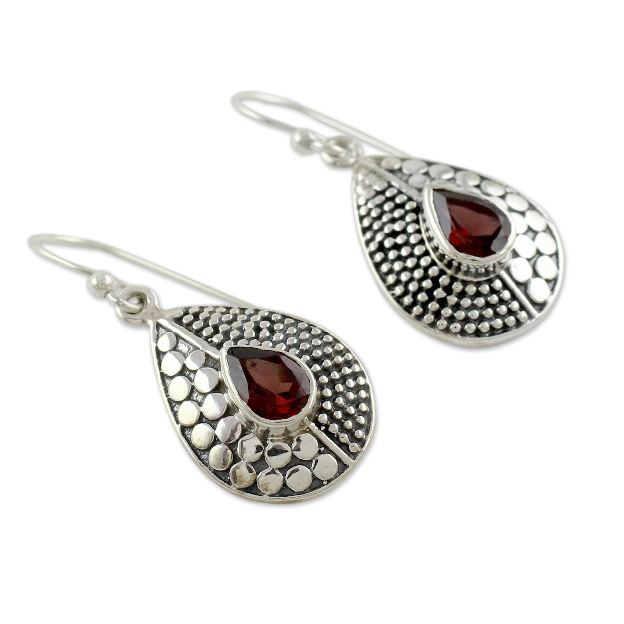 Premium Scarlet Fusion Garnet Dangle Earrings – Handcrafted Sterling Silver Jewelry