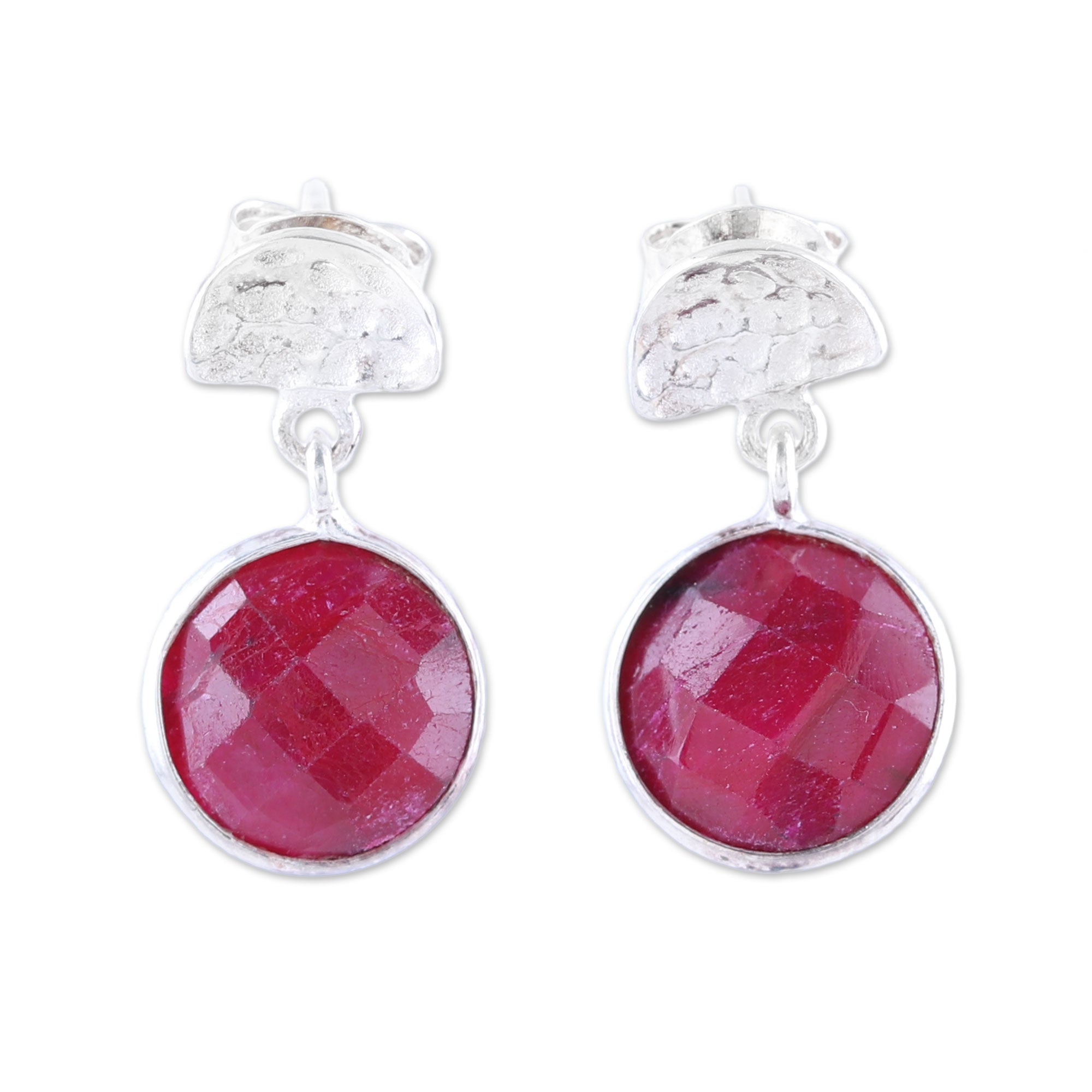 Premium Sparkle and Fire Ruby Dangle Earrings - Handcrafted Sterling Silver Jewelry from India