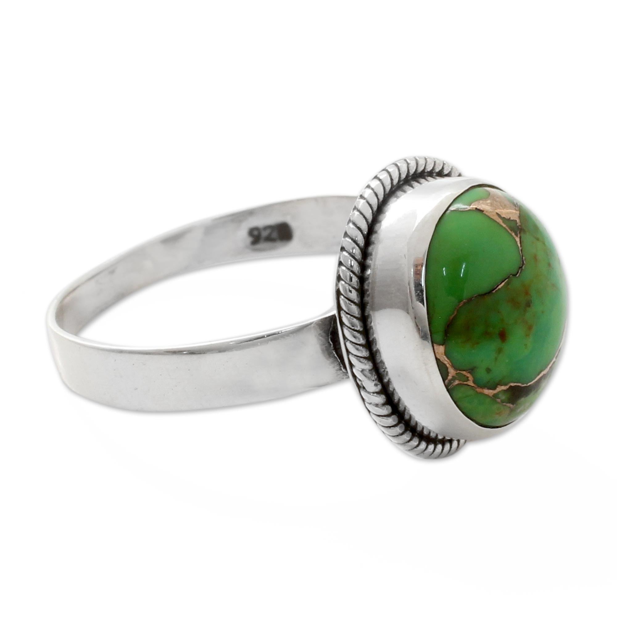 Premium Jaipur Green Turquoise Sterling Silver Ring