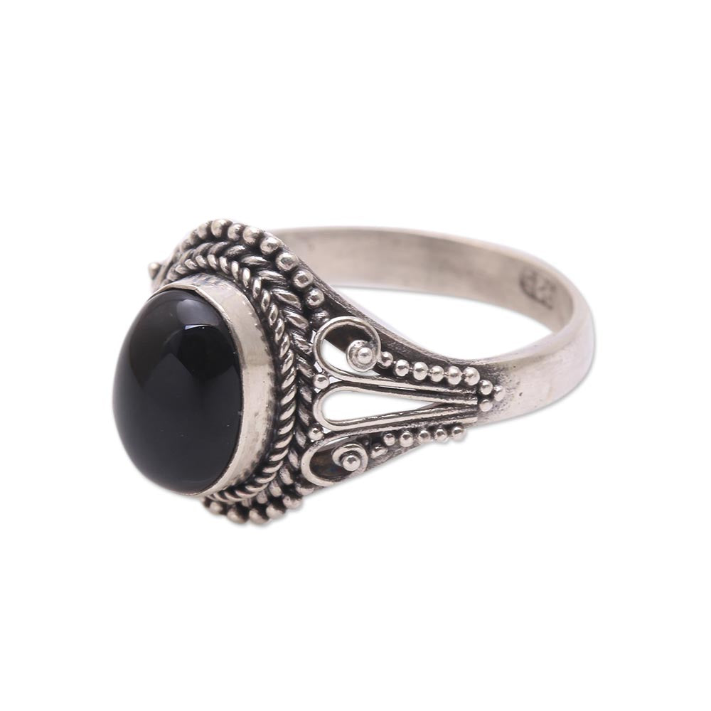 Premium Handcrafted Onyx Silver Ring – Bali Artisan Jewelry