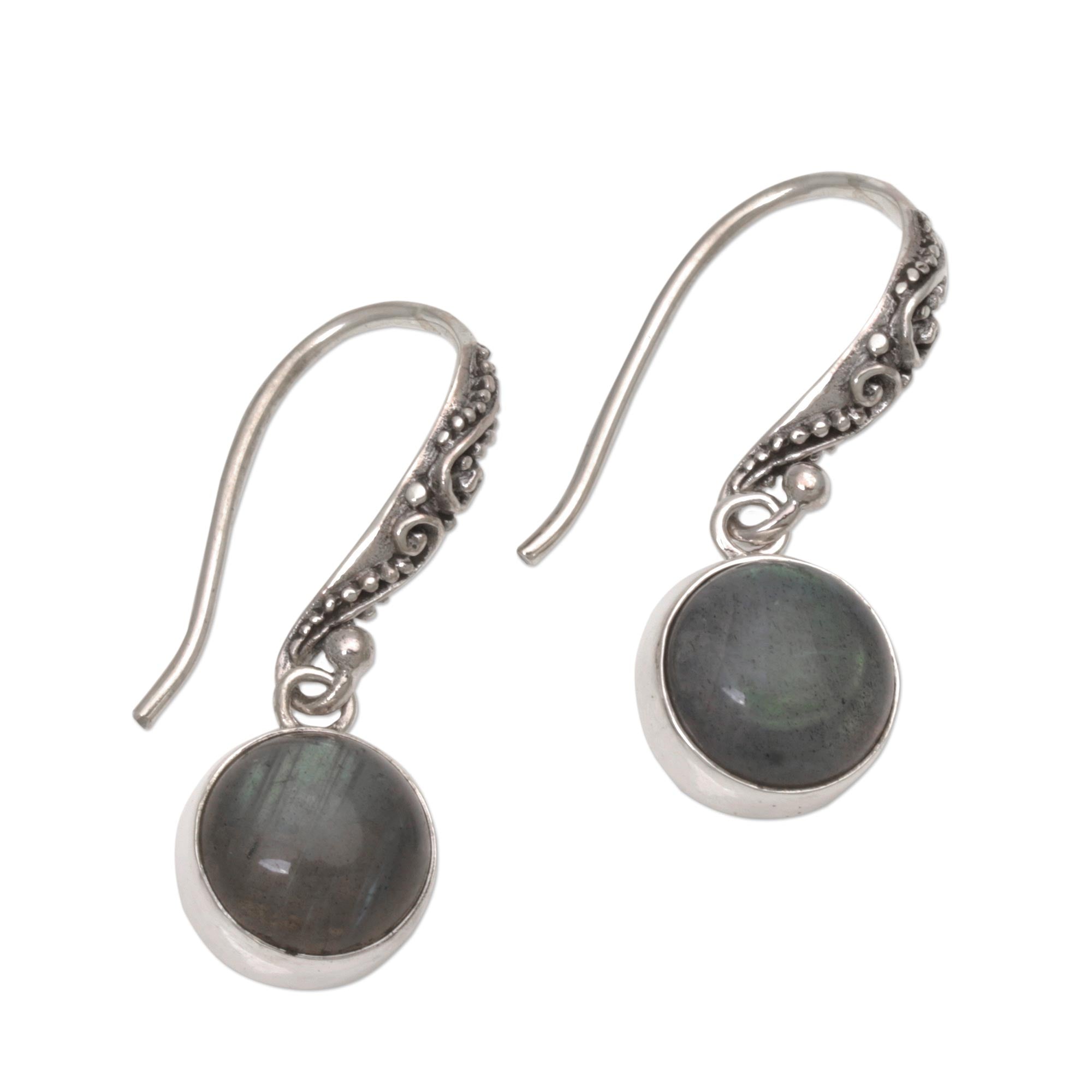 Premium Moonlight Labradorite Silver Earrings - Handmade Elegance