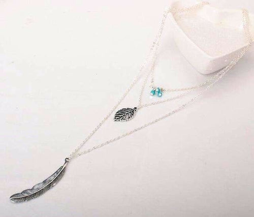 Premium Multi-Layer Turquoise & Leaf Necklace - Ultimate Elegance