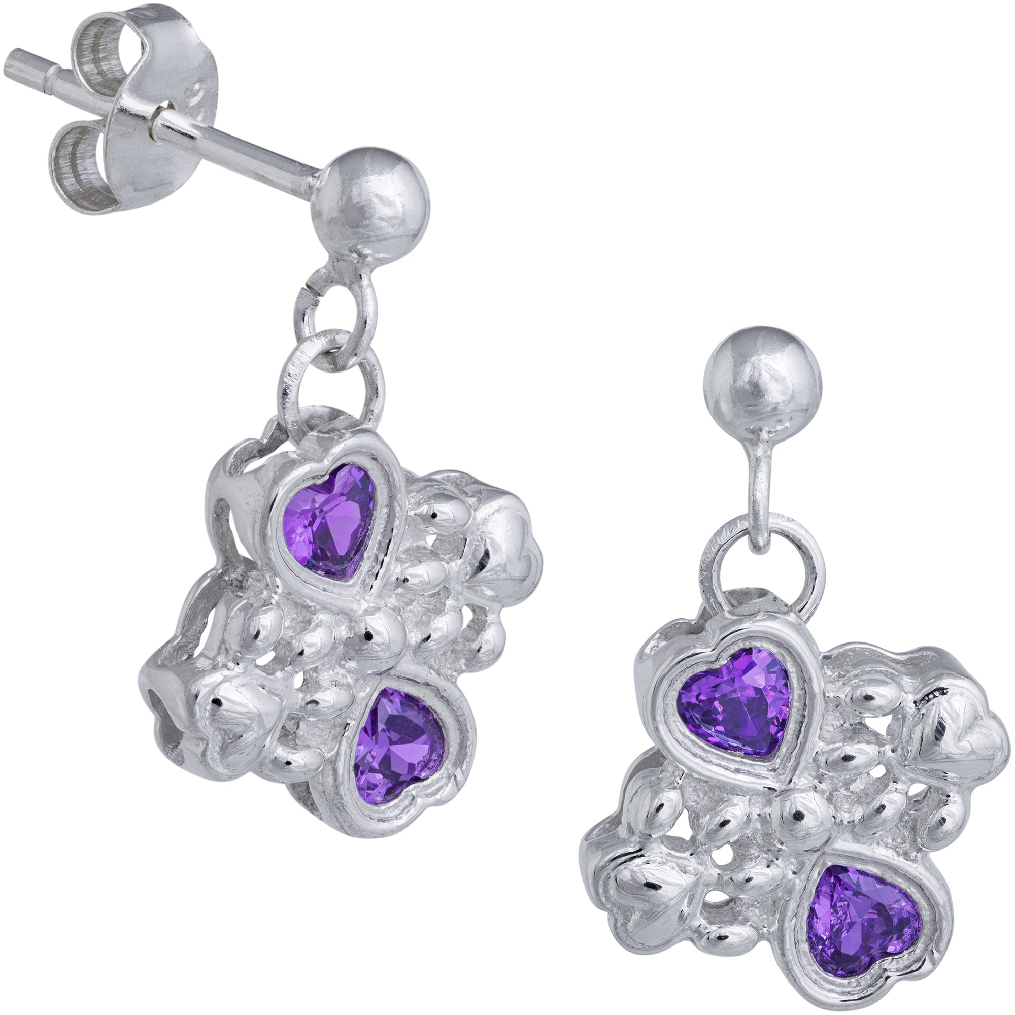 Premium Sterling Silver & Crystal Loved Paws Earrings