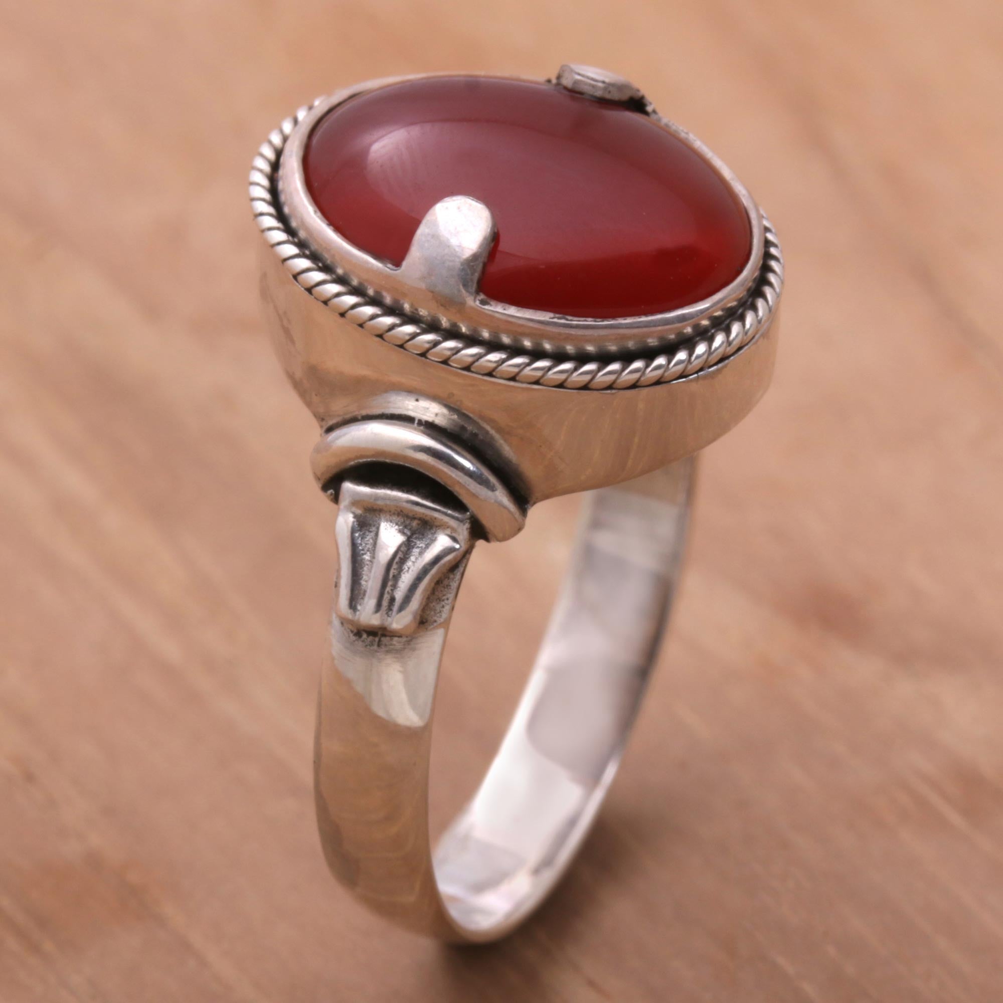Premium Dragon Eye Carnelian Ring – Sterling Silver Jewelry