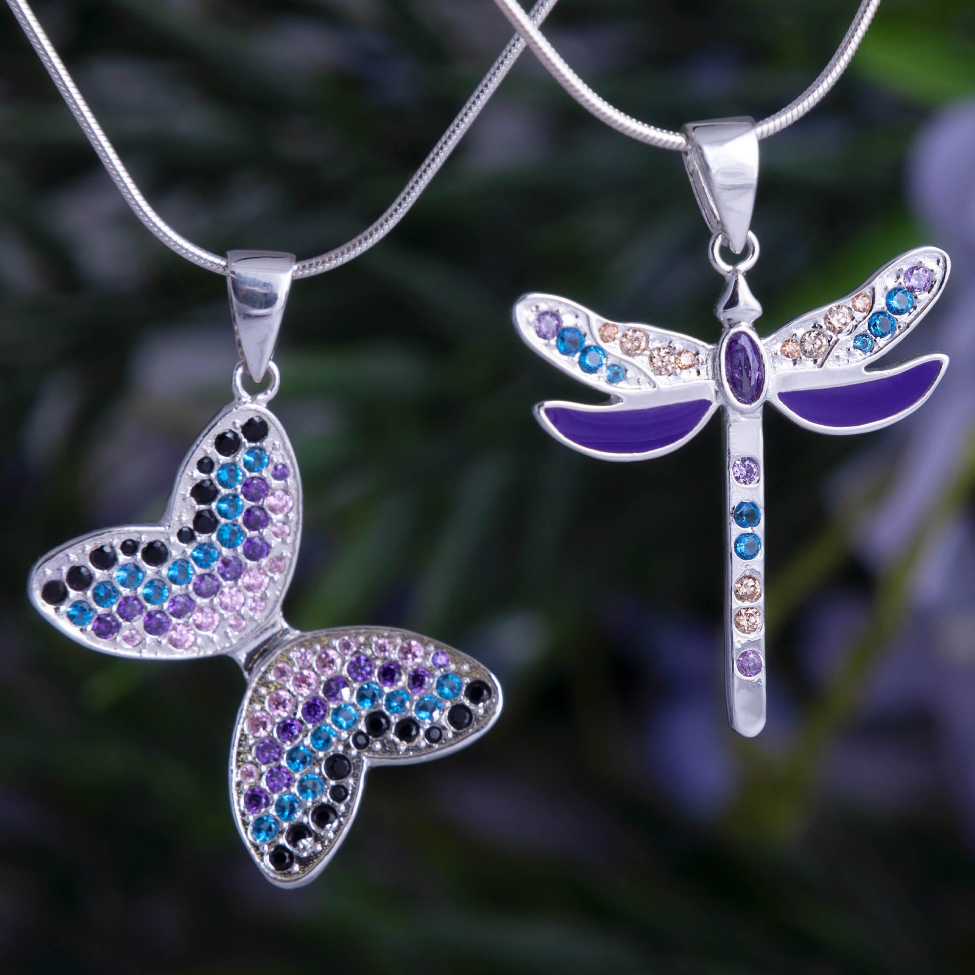 Premium Sterling Silver & Crystal Nature-Inspired Necklace