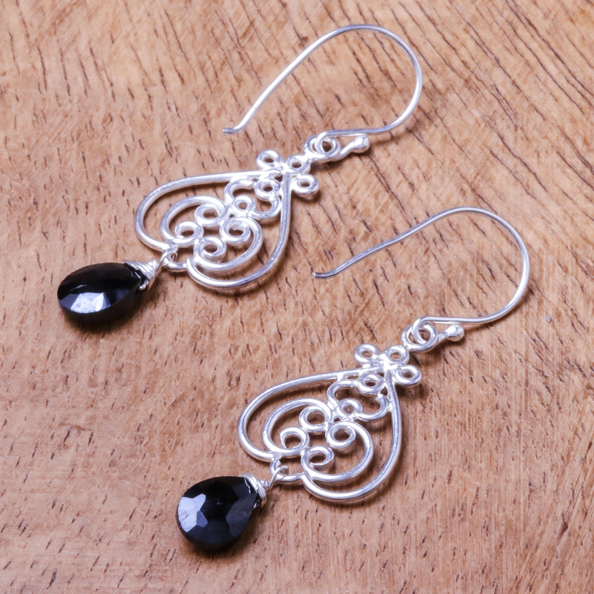 Premium Swirling Beauty Onyx Dangle Earrings - Handcrafted in Thailand