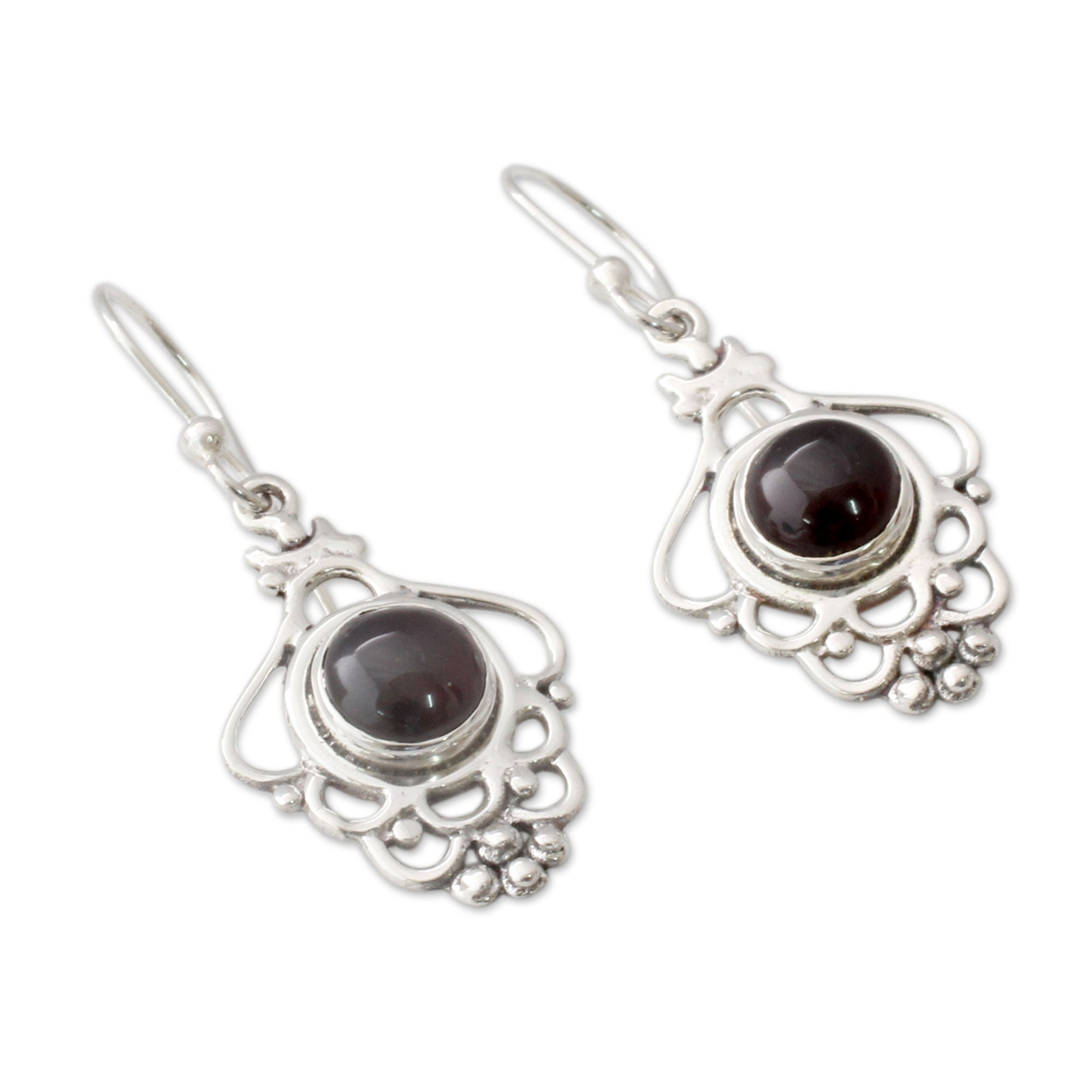 Premium Cascading Garnet Dangle Earrings – Handmade Sterling Silver Jewelry