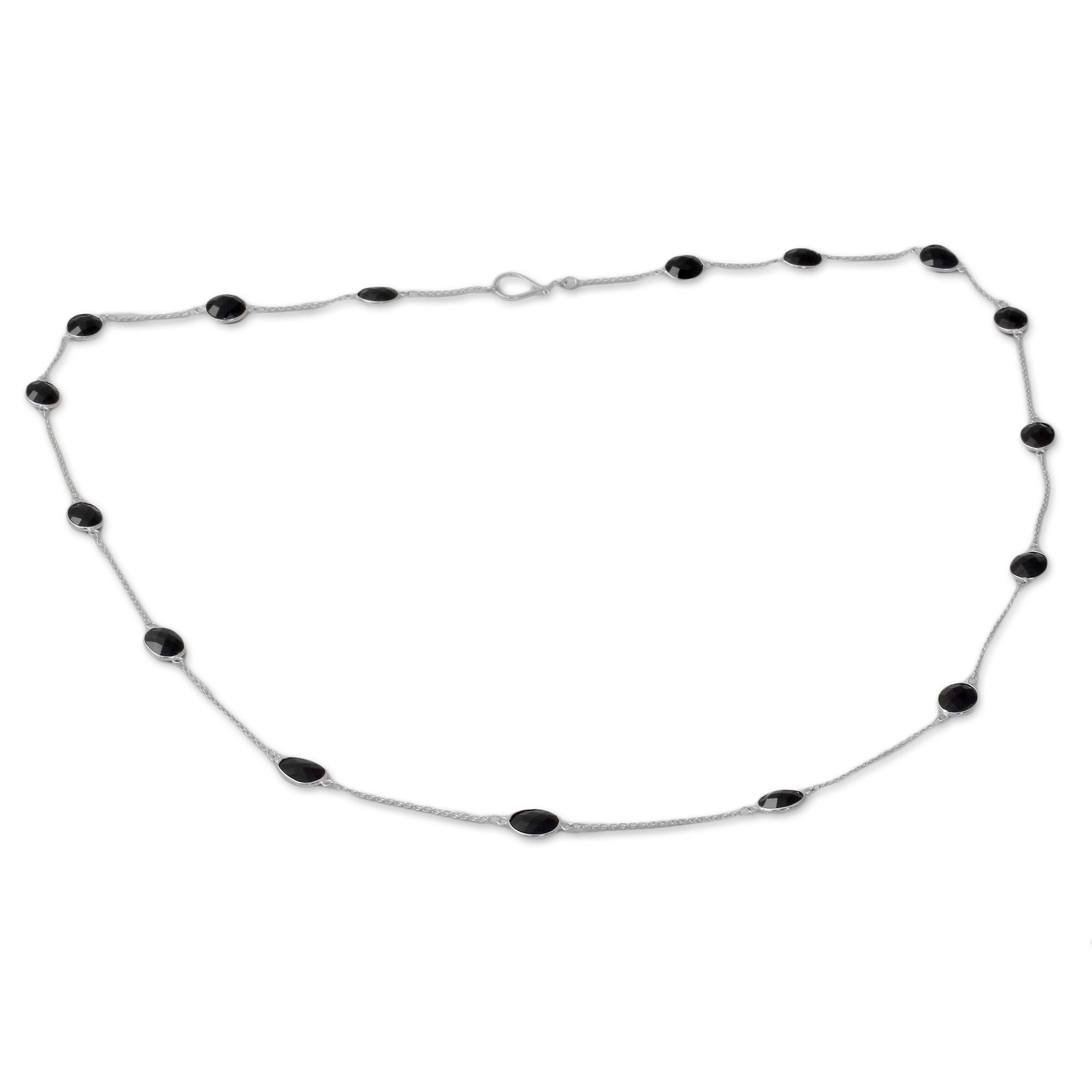 Premium Duduma Majesty Onyx & Silver Necklace - Handcrafted Elegance