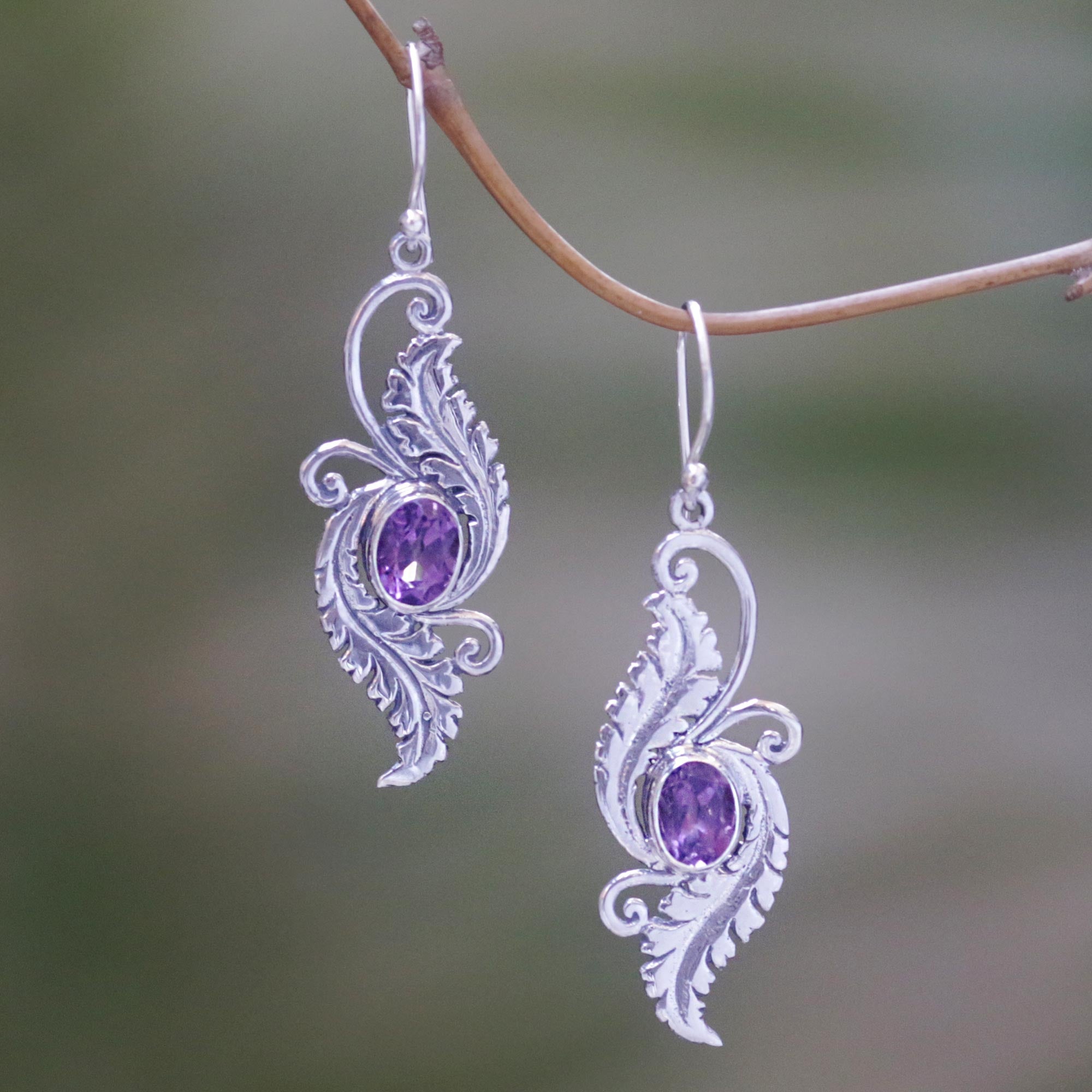 Premium Morning Garden Amethyst Dangle Earrings