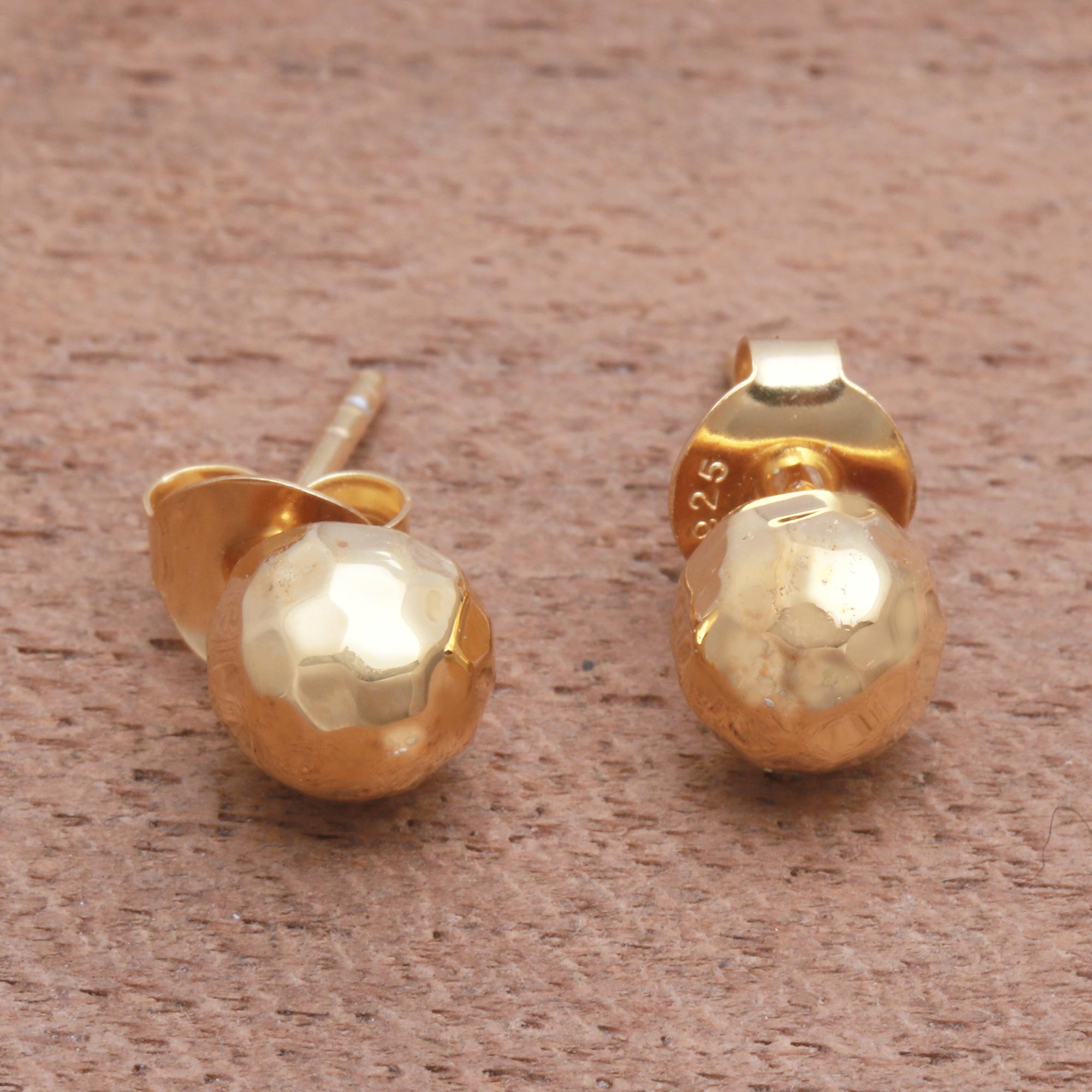 Premium Hammered Gold Dome Stud Earrings - Handcrafted in Bali