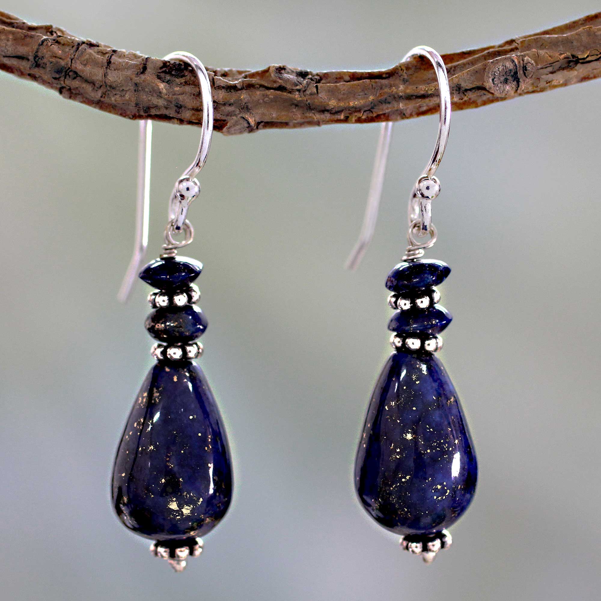 Premium Lapis Lazuli Sterling Silver Earrings - Delhi Dusk Collection