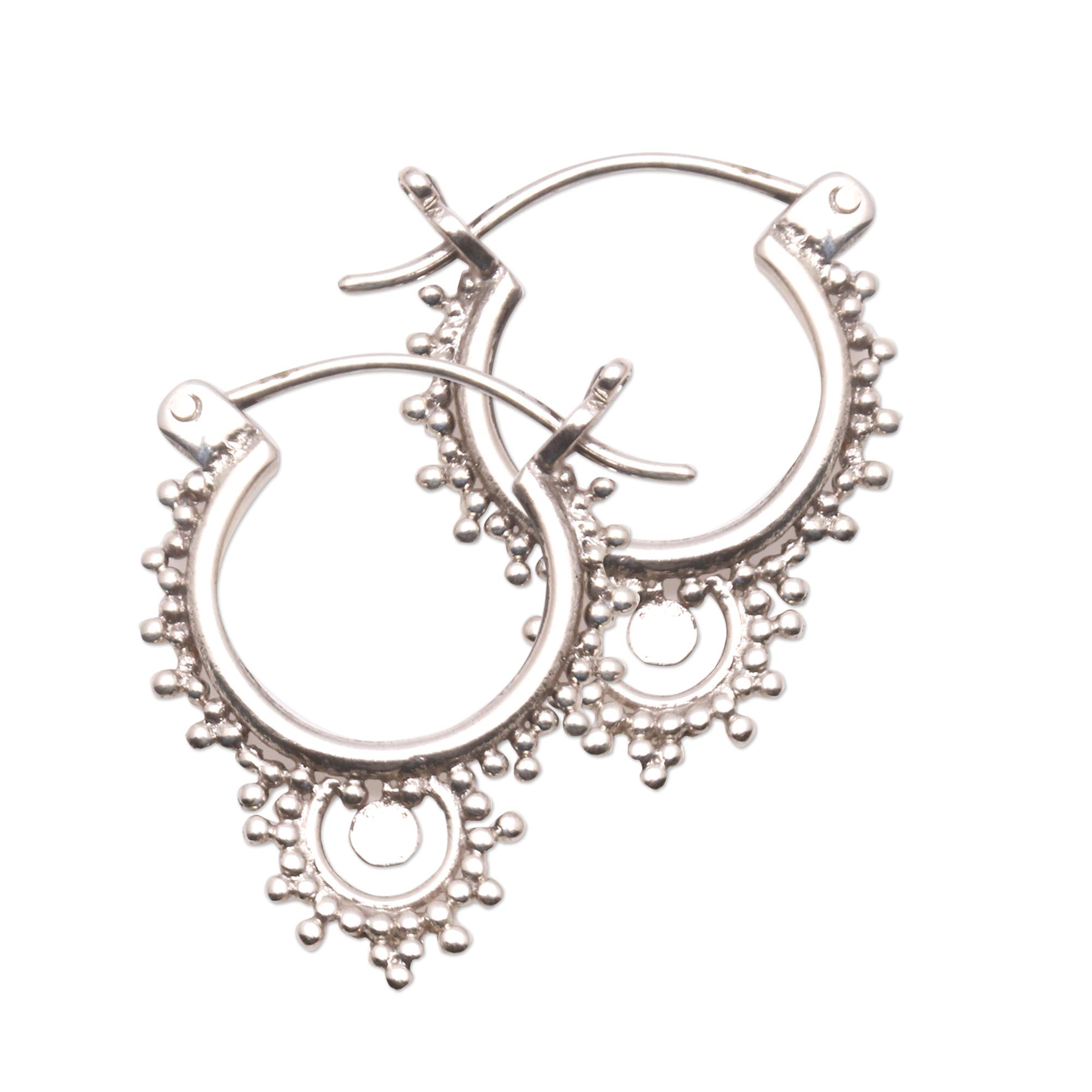 Premium Bali Artisan Sterling Silver Bubble Hoop Earrings