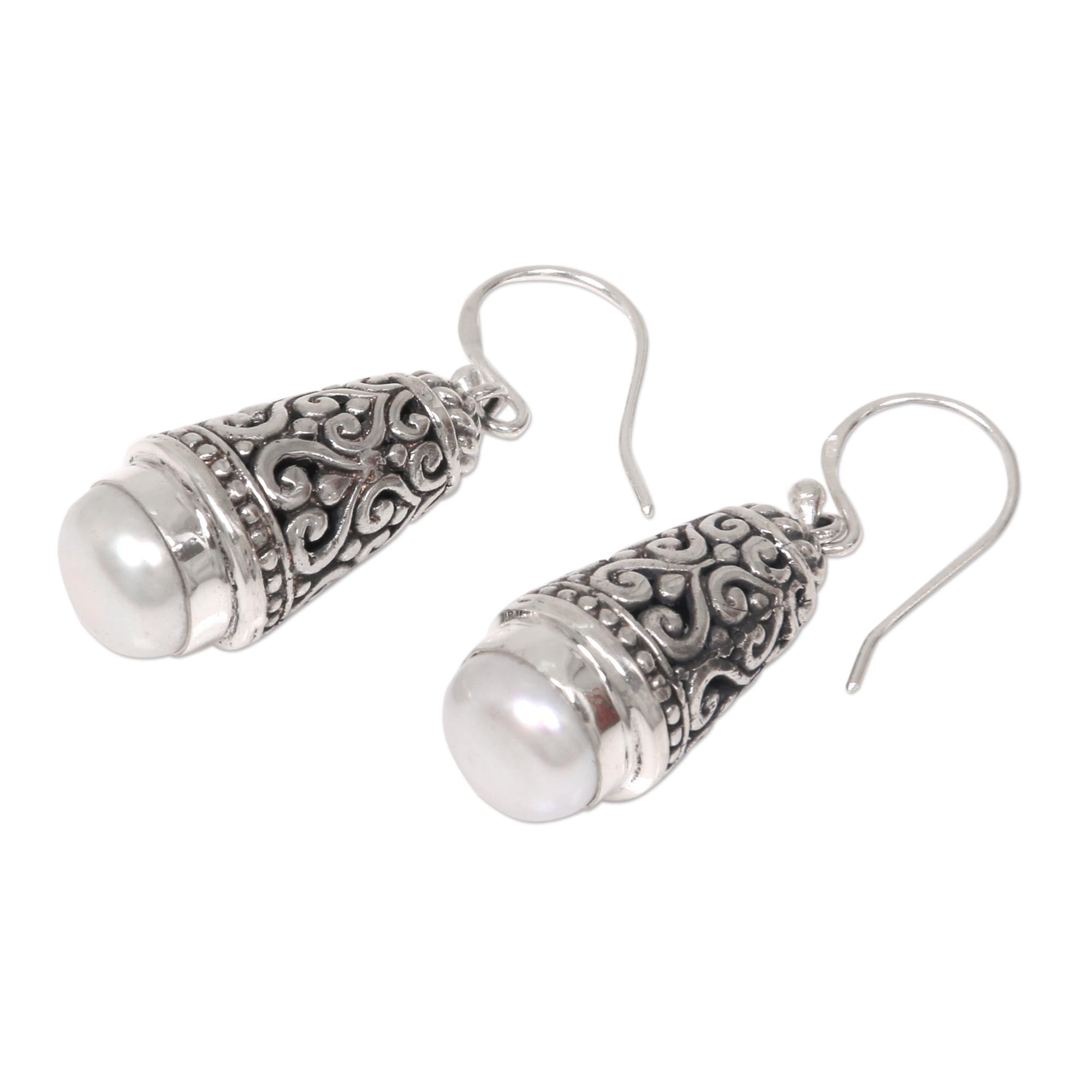 Premium Balinese Cultured Pearl Earrings - Sterling Silver Elegance