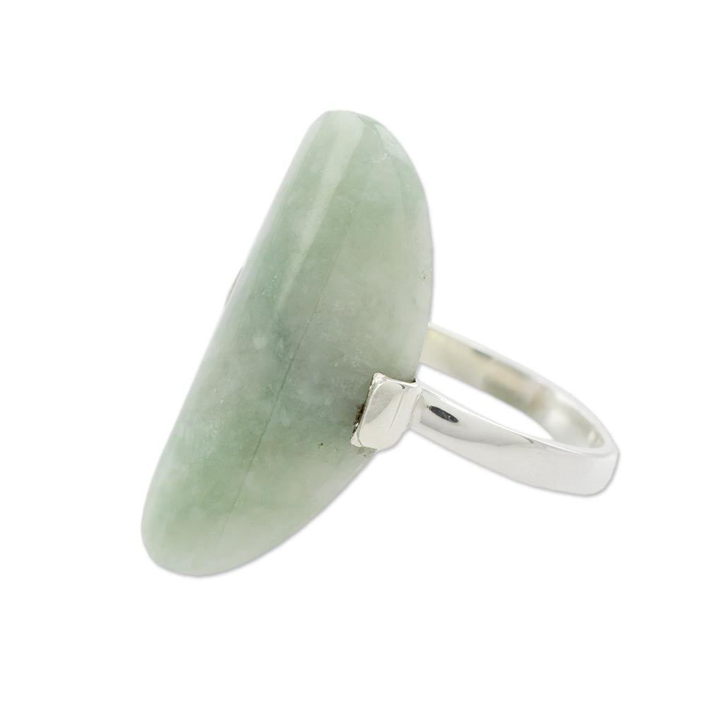 Premium Maya Virtue Light Green Jade & Silver Cocktail Ring