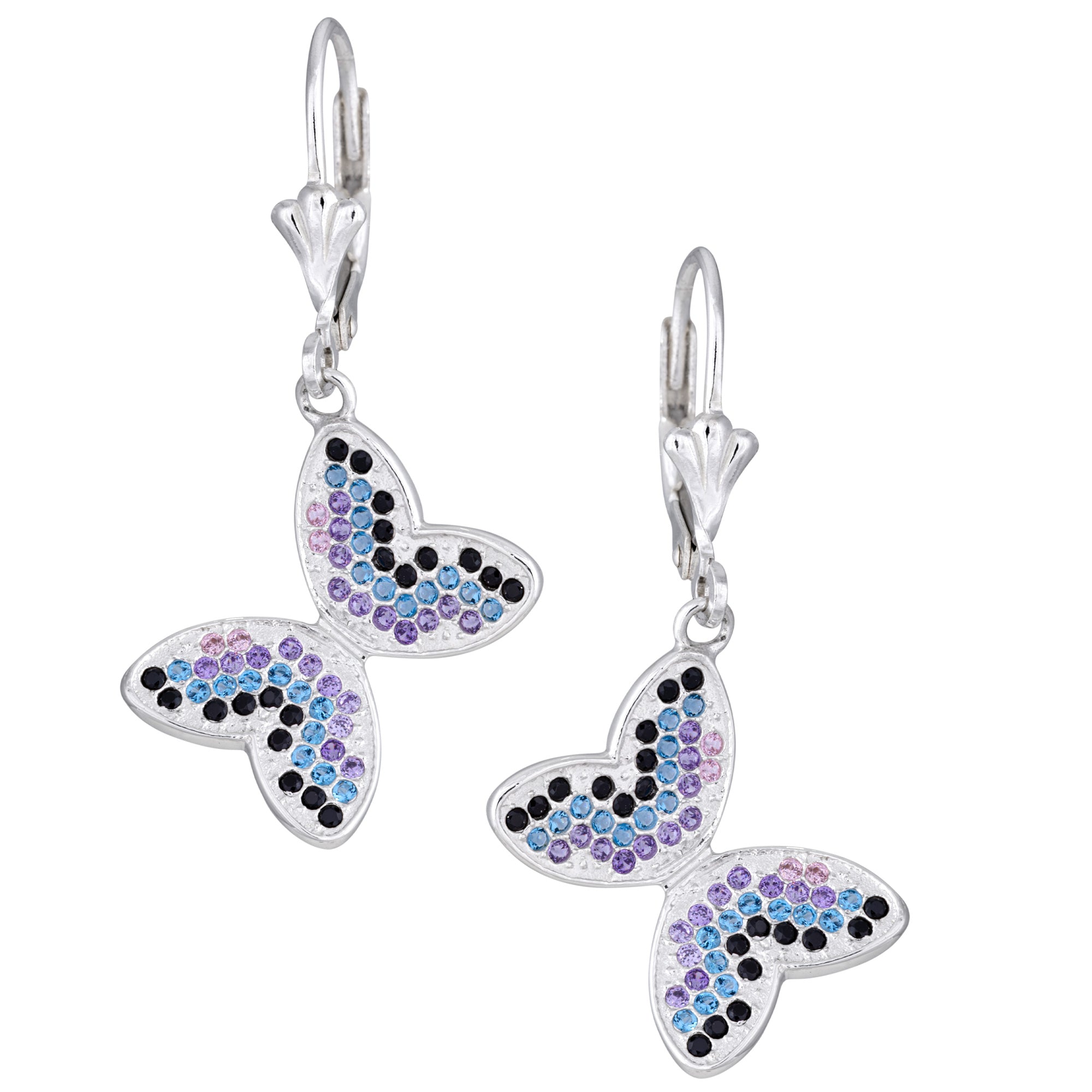 Premium Sterling Silver Butterfly Crystal Earrings