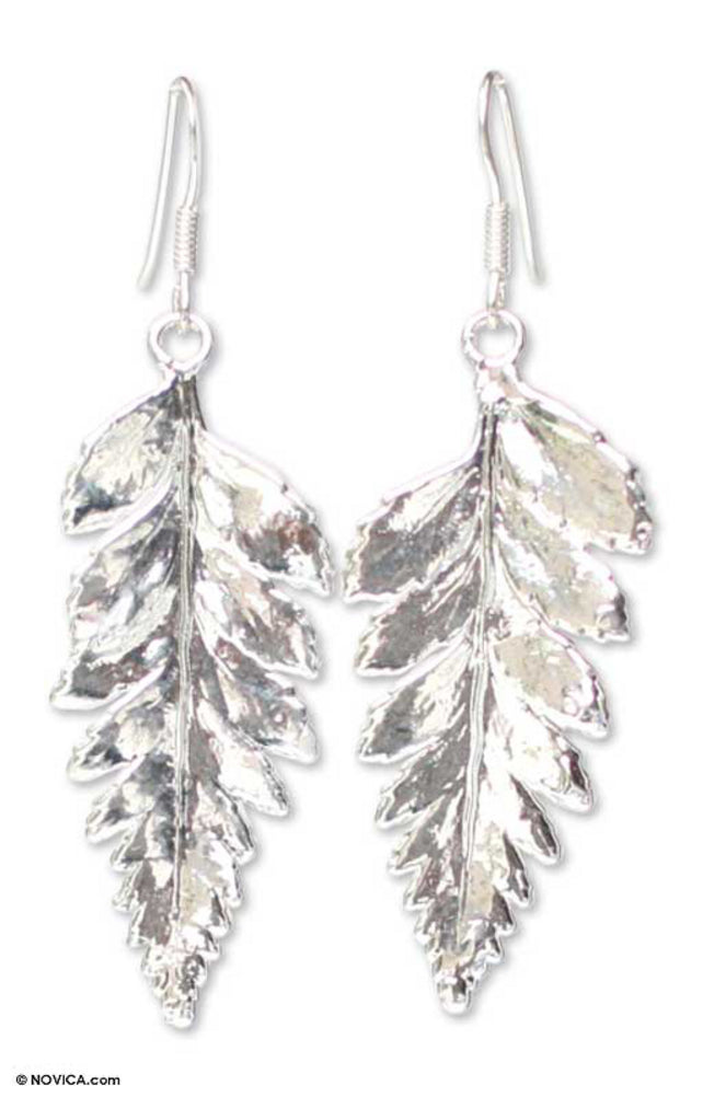 Premium Silver Fern Dangle Earrings - Timeless Love & Elegance