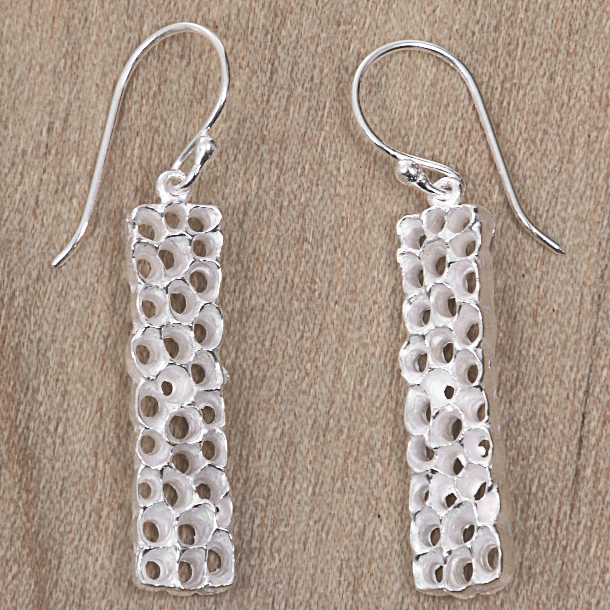 Premium Coral Reef Inspired Sterling Silver Earrings - Handcrafted by Desi Antari