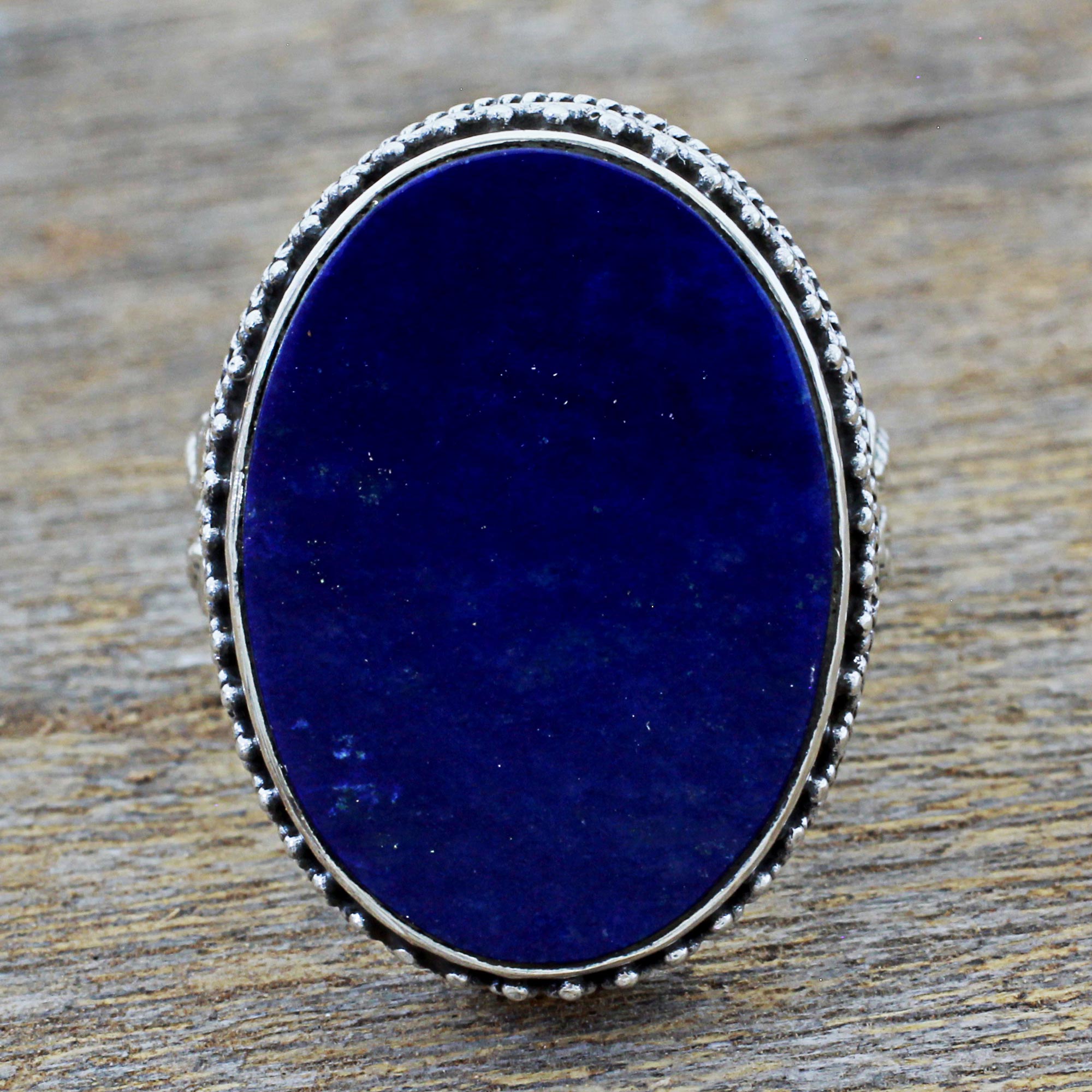 Premium Lapis Lazuli & Silver Cocktail Ring - Timeless Elegance