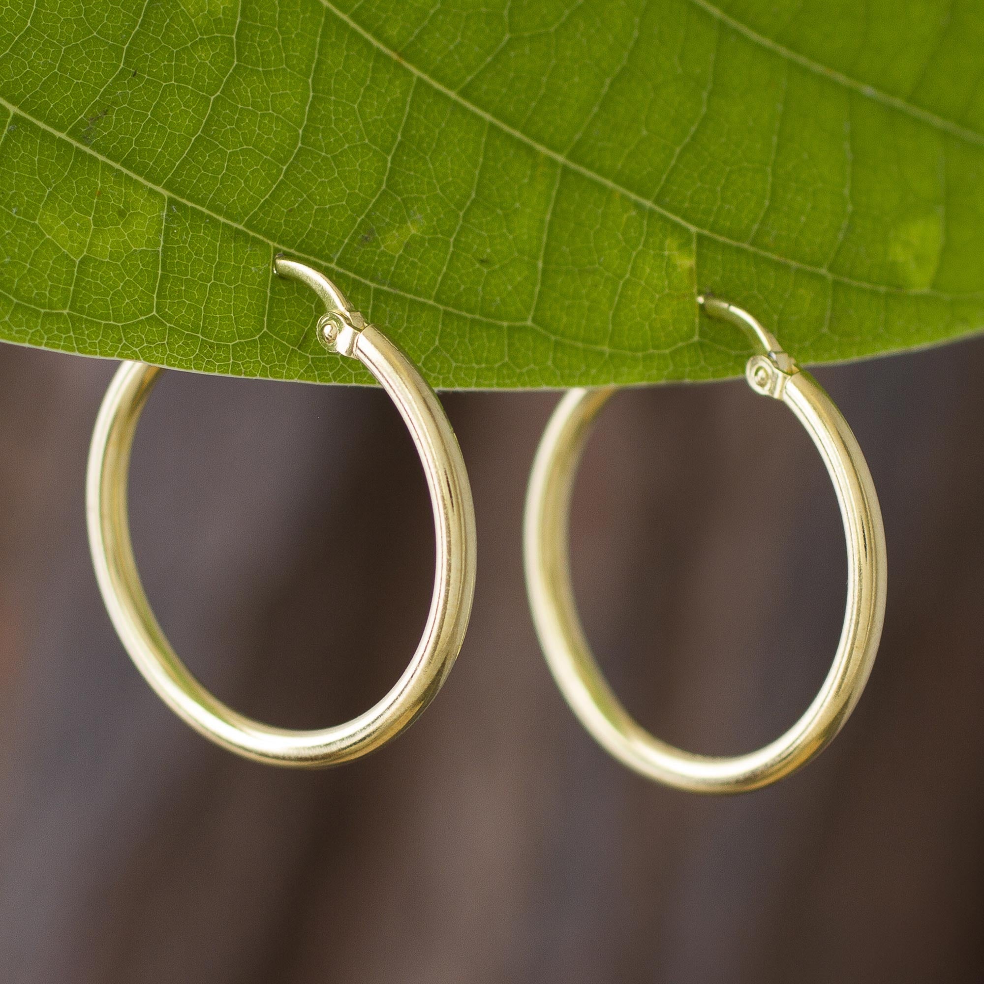 Premium Eternal Gleam 18k Gold Plated Sterling Silver Hoop Earrings - Handcrafted in Peru