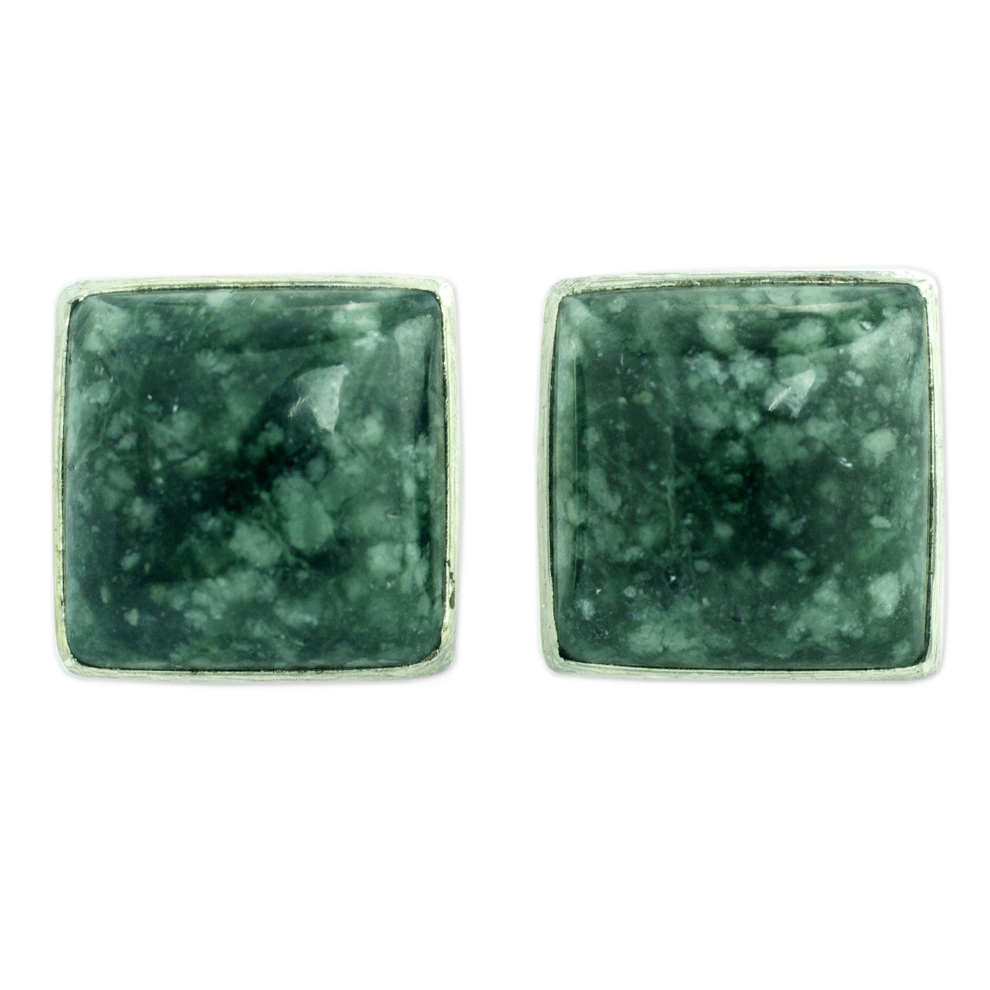 Premium Forest Mystique Silver & Green Maya Jade Earrings