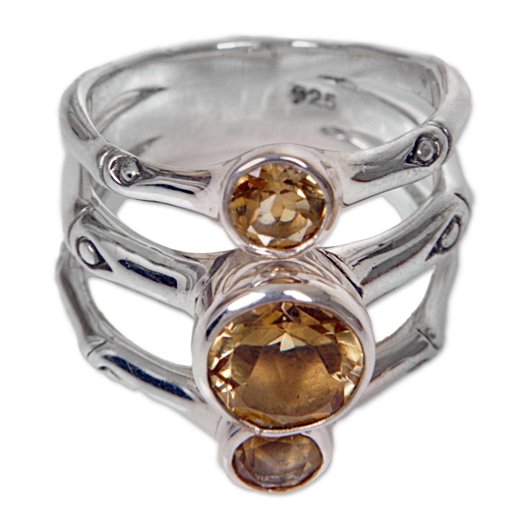 Premium Bamboo Dew Citrine Cocktail Ring – Ultimate Handcrafted Elegance