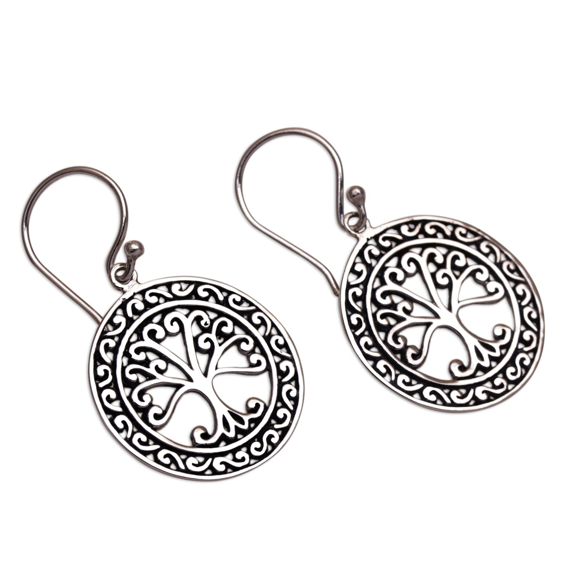 Premium Flourishing Forest Handmade in Bali 925 Sterling Silver Tree Dangle Earrings