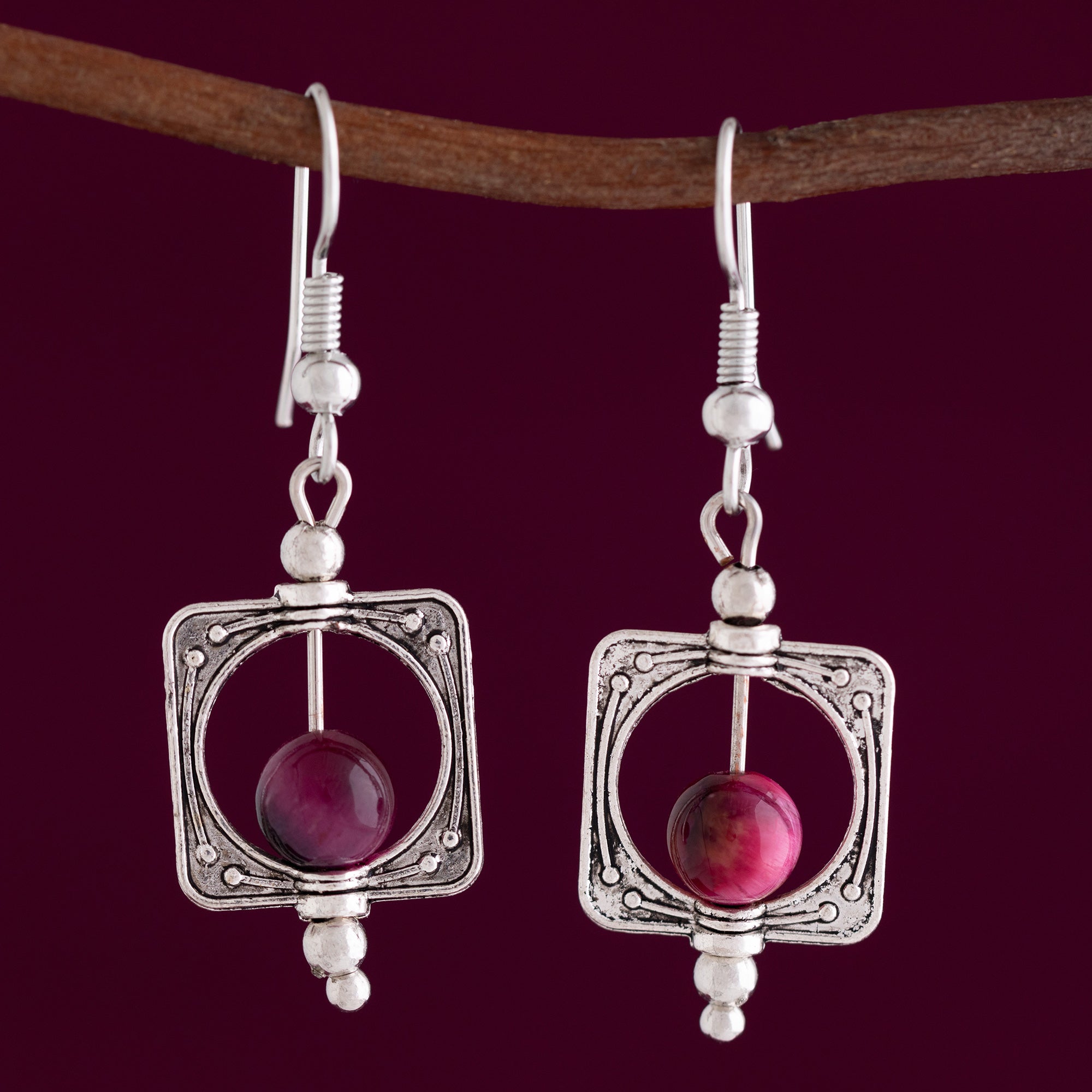 Premium Amethyst & Silver Bead Earrings