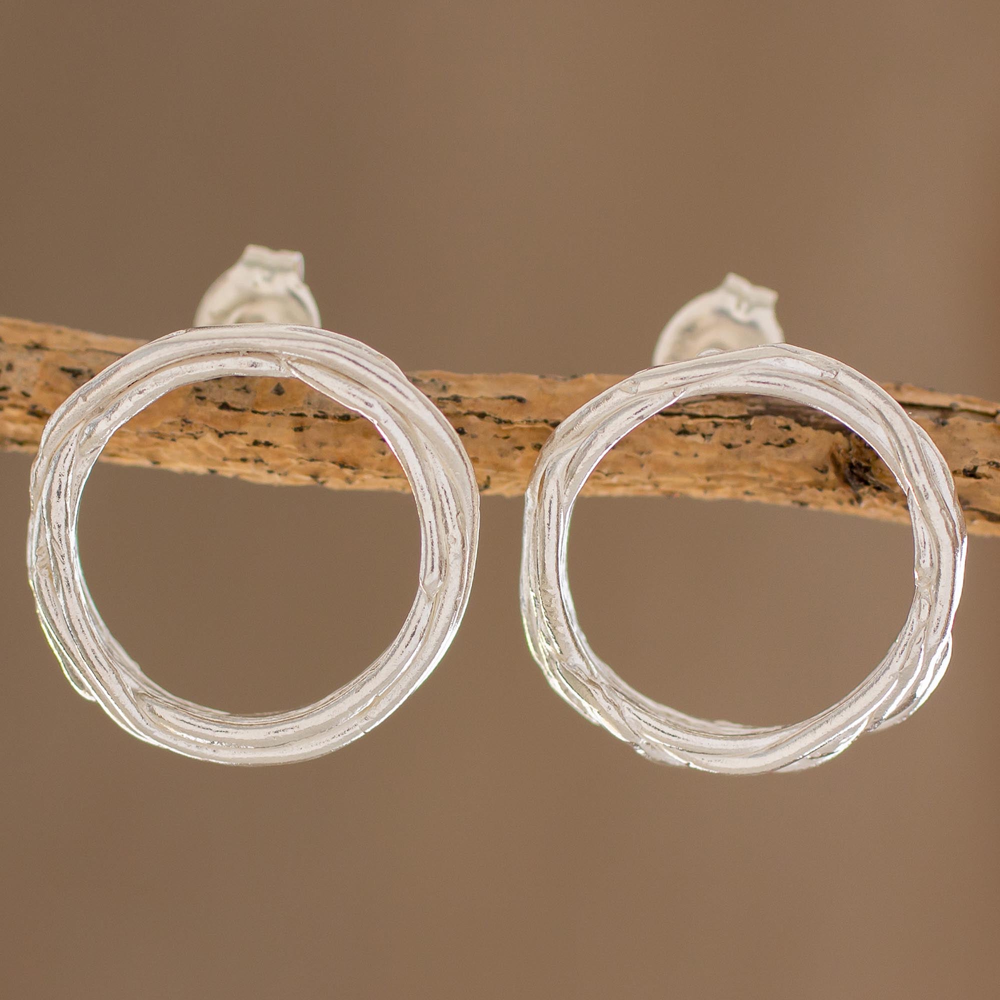 Premium Love Nest Sterling Silver Circle Wreath Drop Earrings