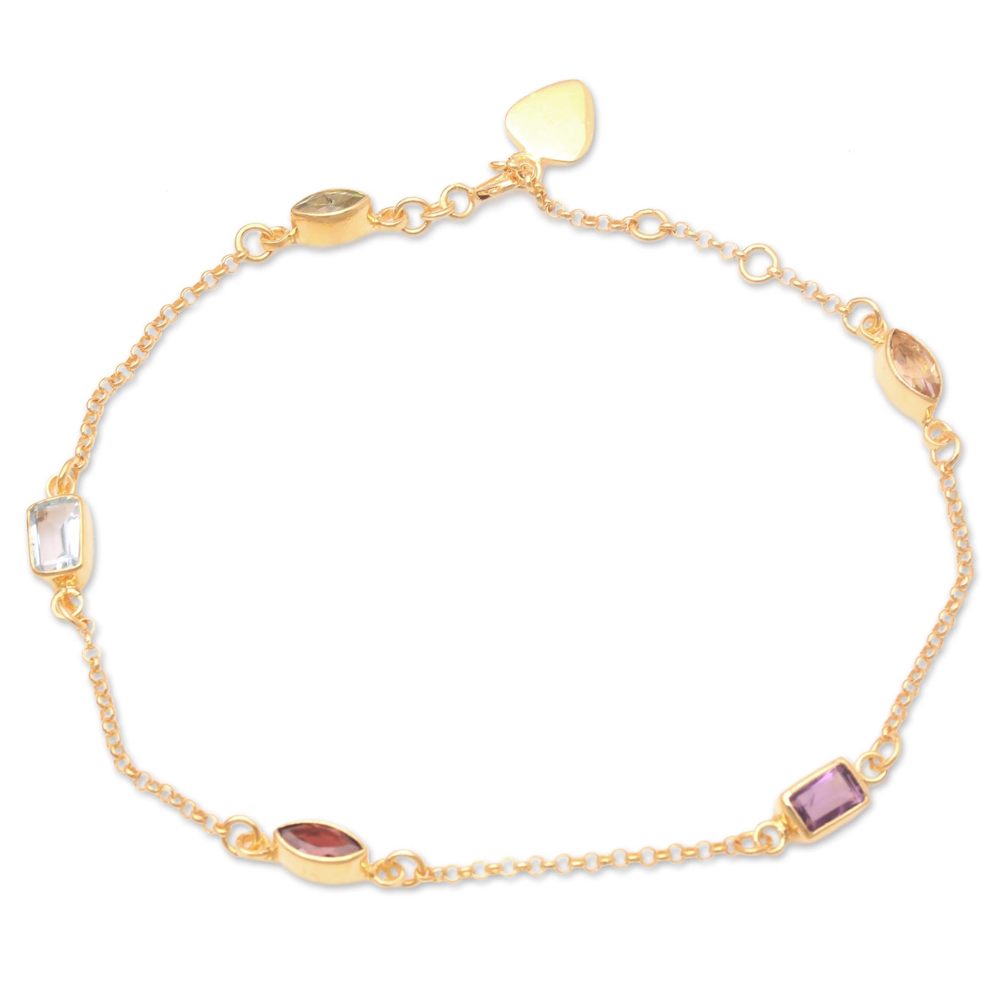 Premium 18K Gold-Plated Rainbow Birthstone Bracelet – Handcrafted in Bali