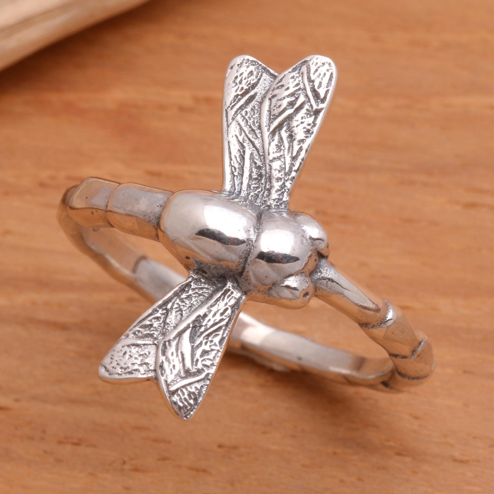 Premium Dragonfly Elegance Sterling Silver Cocktail Ring