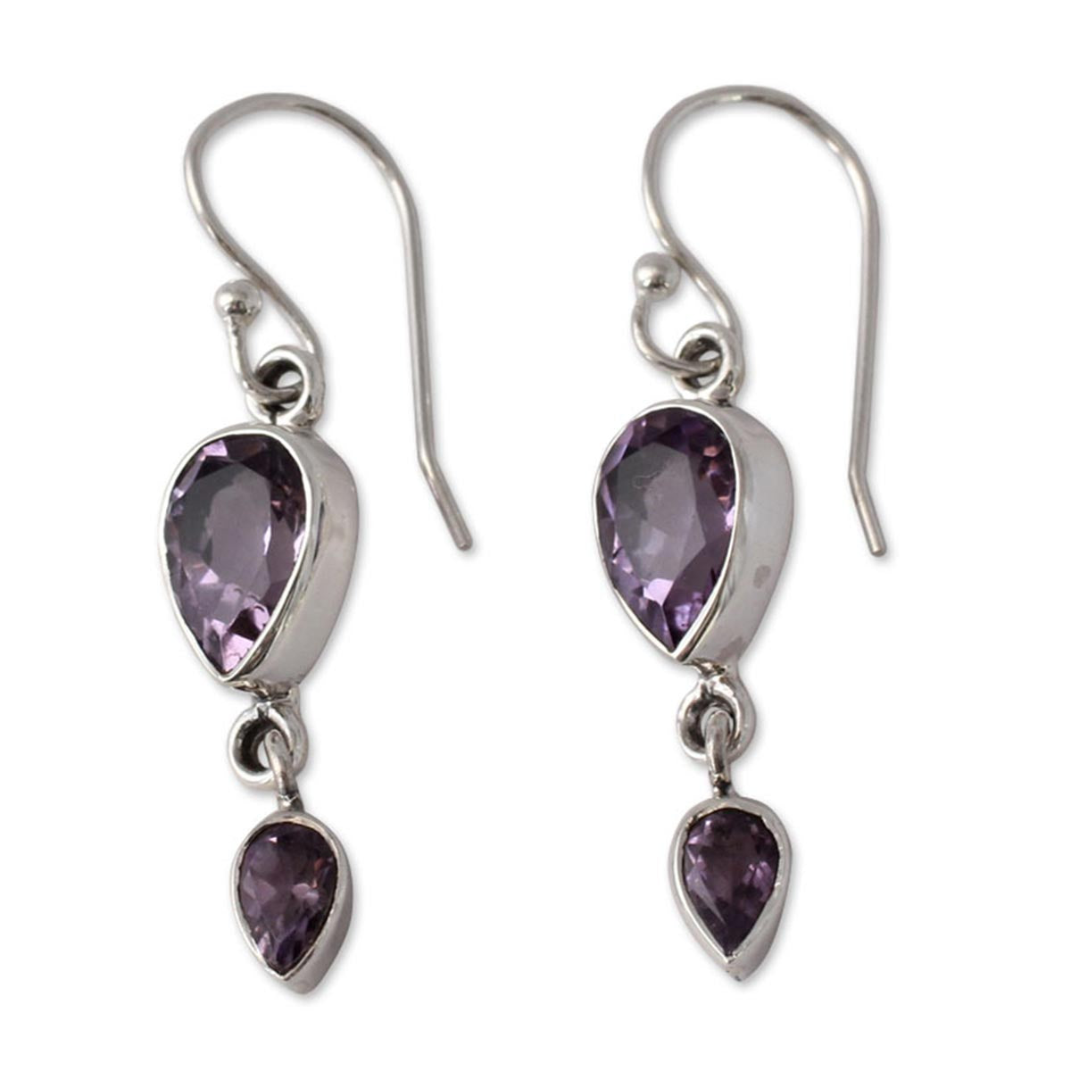 Premium Violet Amethyst Teardrop Dangle Earrings