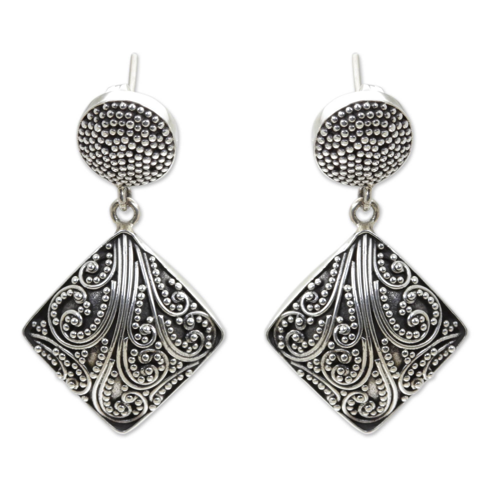 Premium Island Rain Silver Granule Earrings - Timeless Balinese Elegance