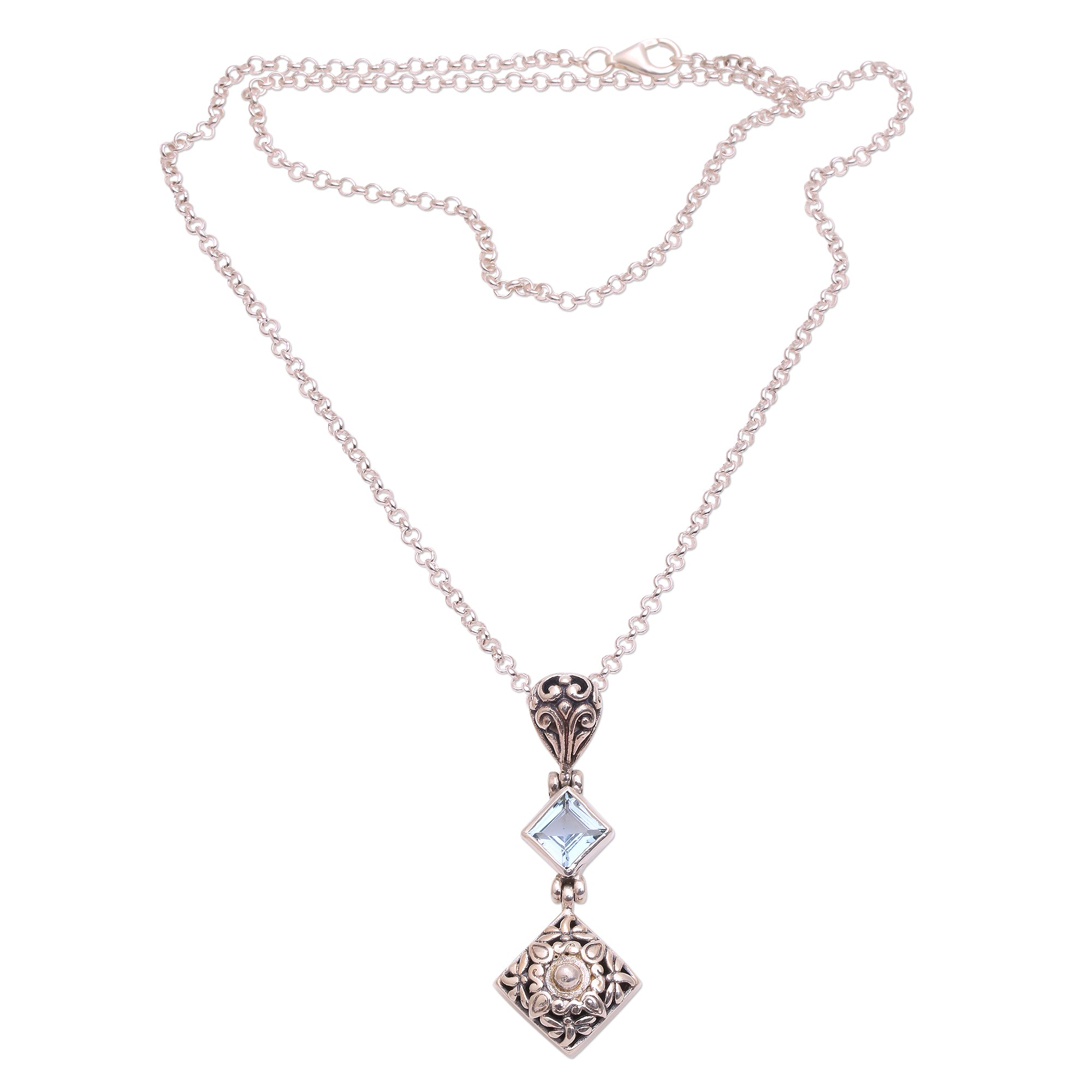 Premium Dragonfly Elegance Necklace: Blue Topaz & Sterling Silver Pendant