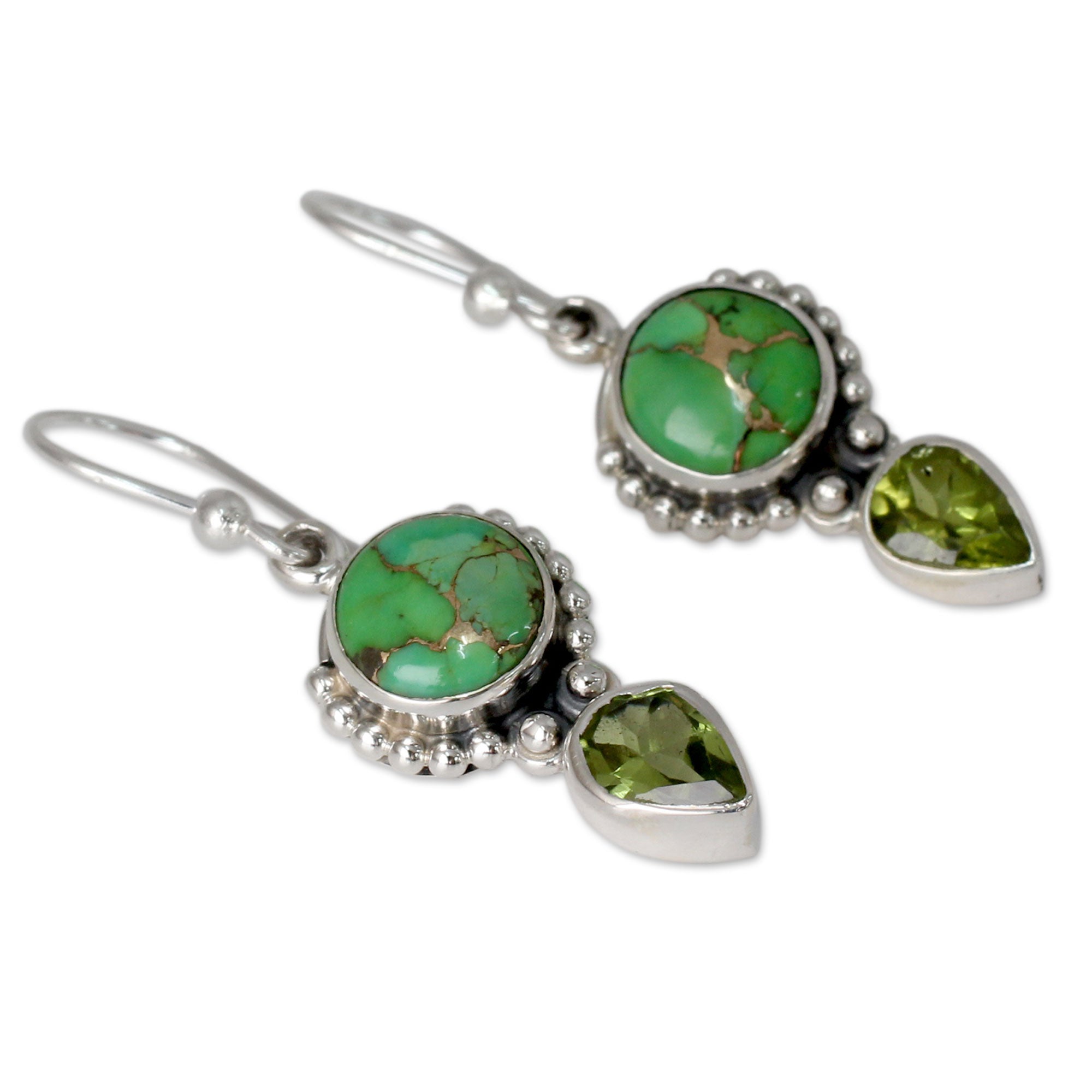 Premium Spring Green Turquoise Dangle Earrings