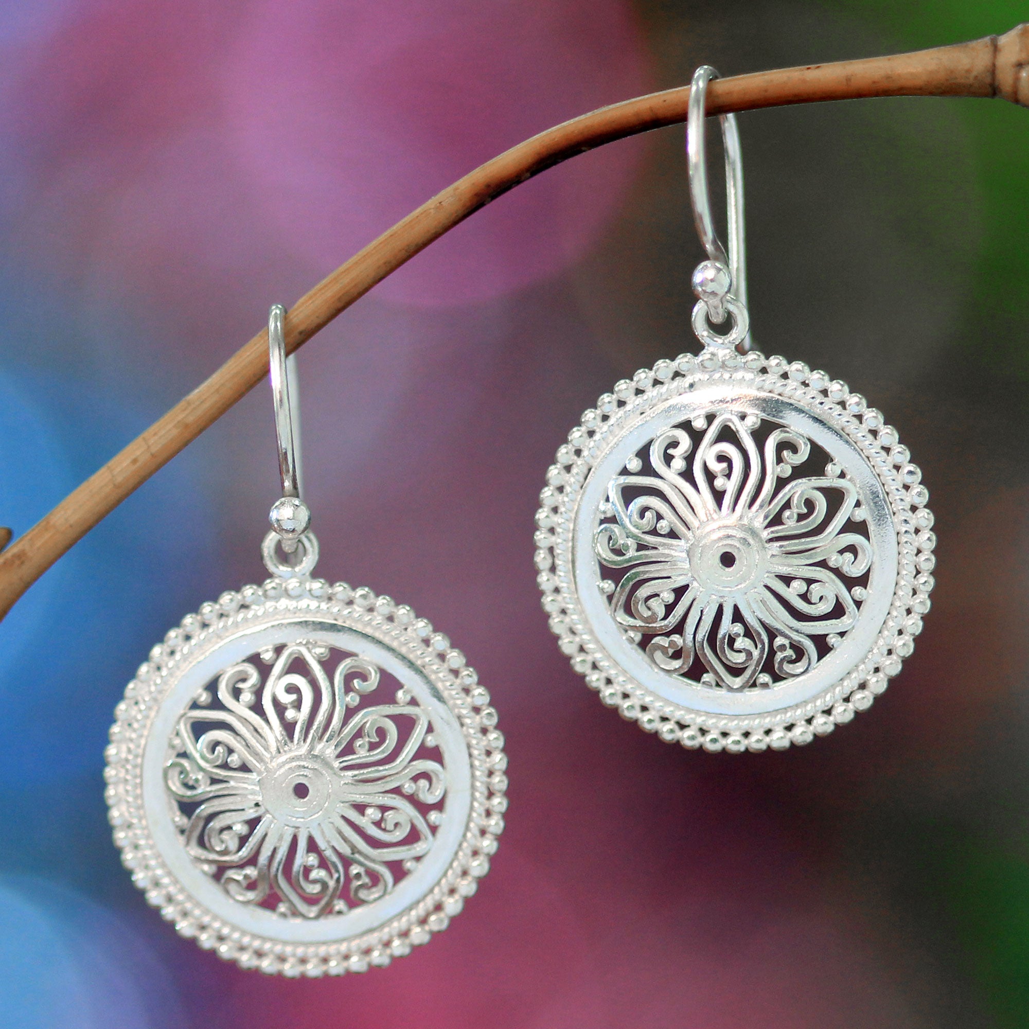 Premium Paradise Bloom Sterling Silver Dangle Earrings - Ultimate Tropical Elegance
