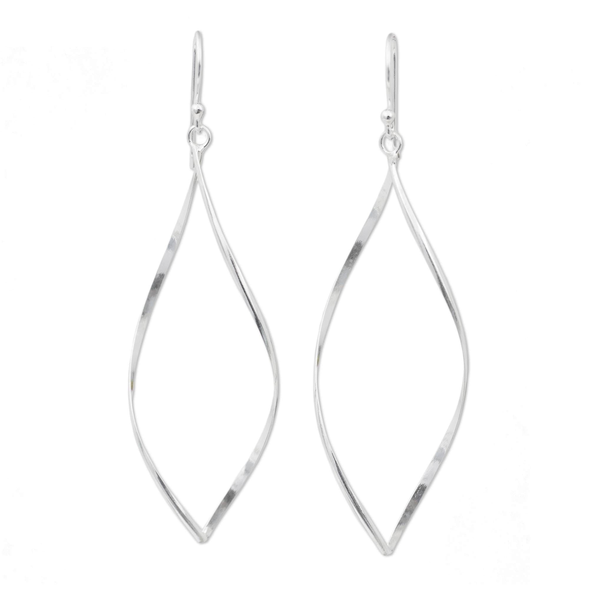 Premium Curvature Silver Dangle Earrings - Handcrafted Elegance