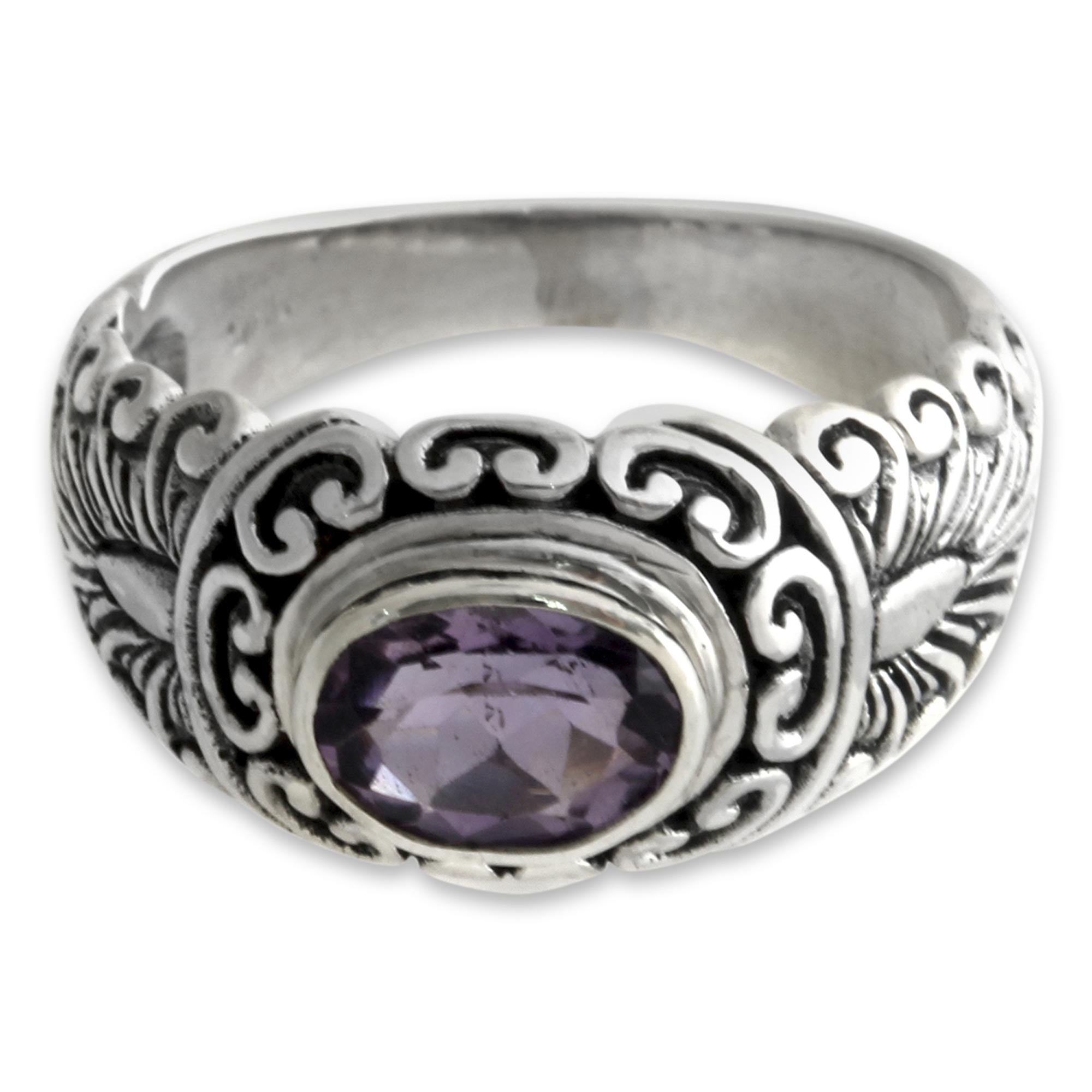 Premium Amethyst Solitaire Ring - Sumatra Splendor Collection