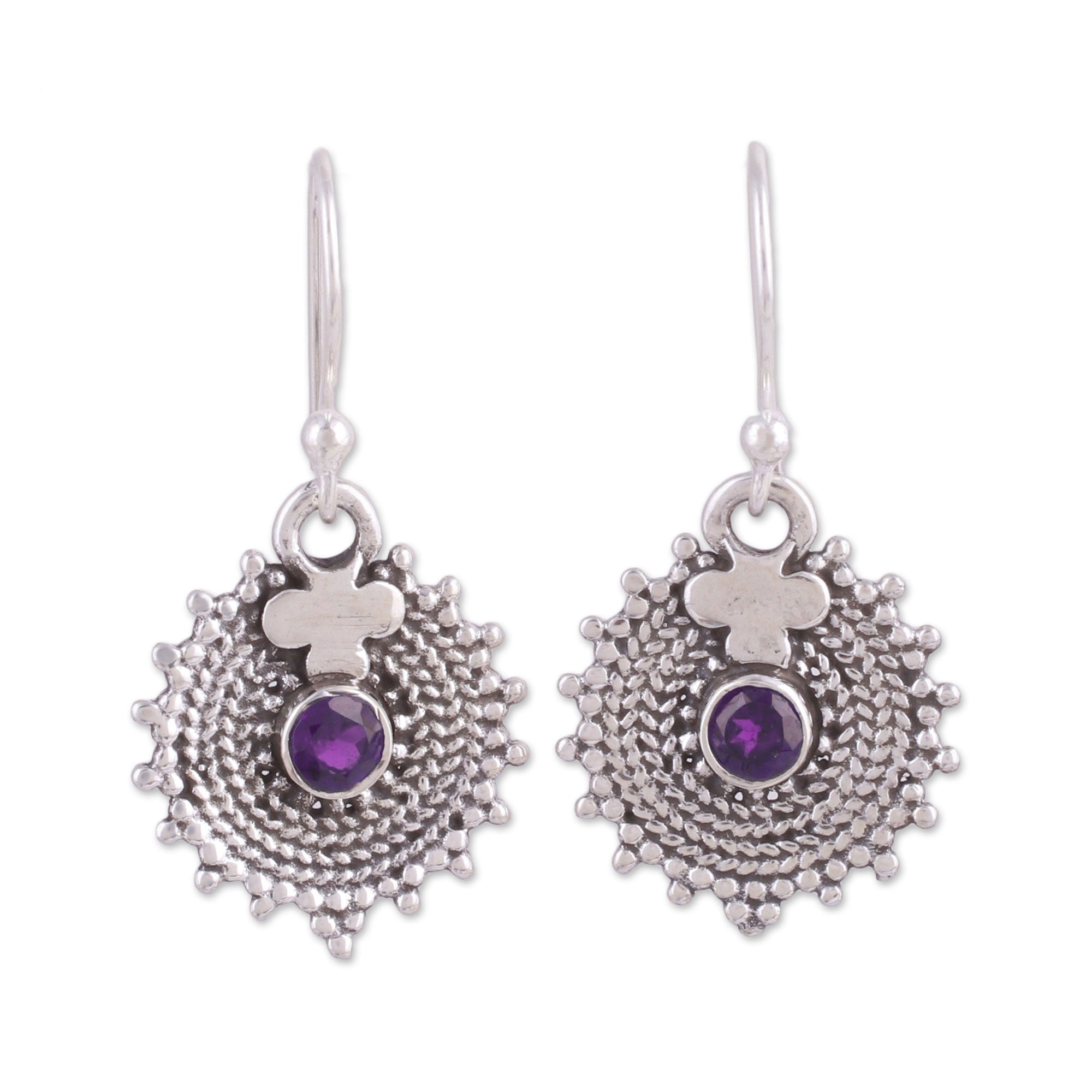 Premium Amethyst Dangle Earrings in Sterling Silver – Purple Elegance