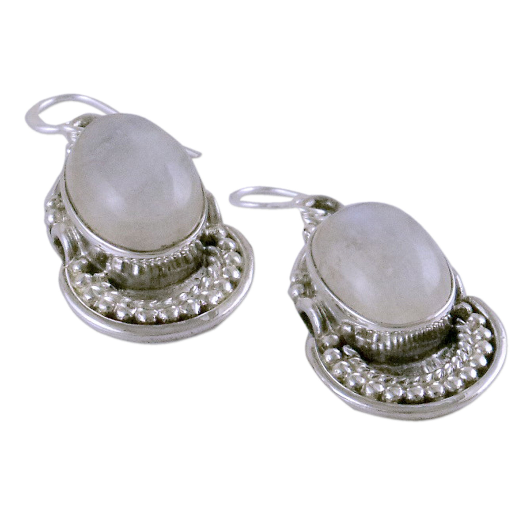 Premium Rainbow Ice Moonstone Sterling Silver Dangle Earrings