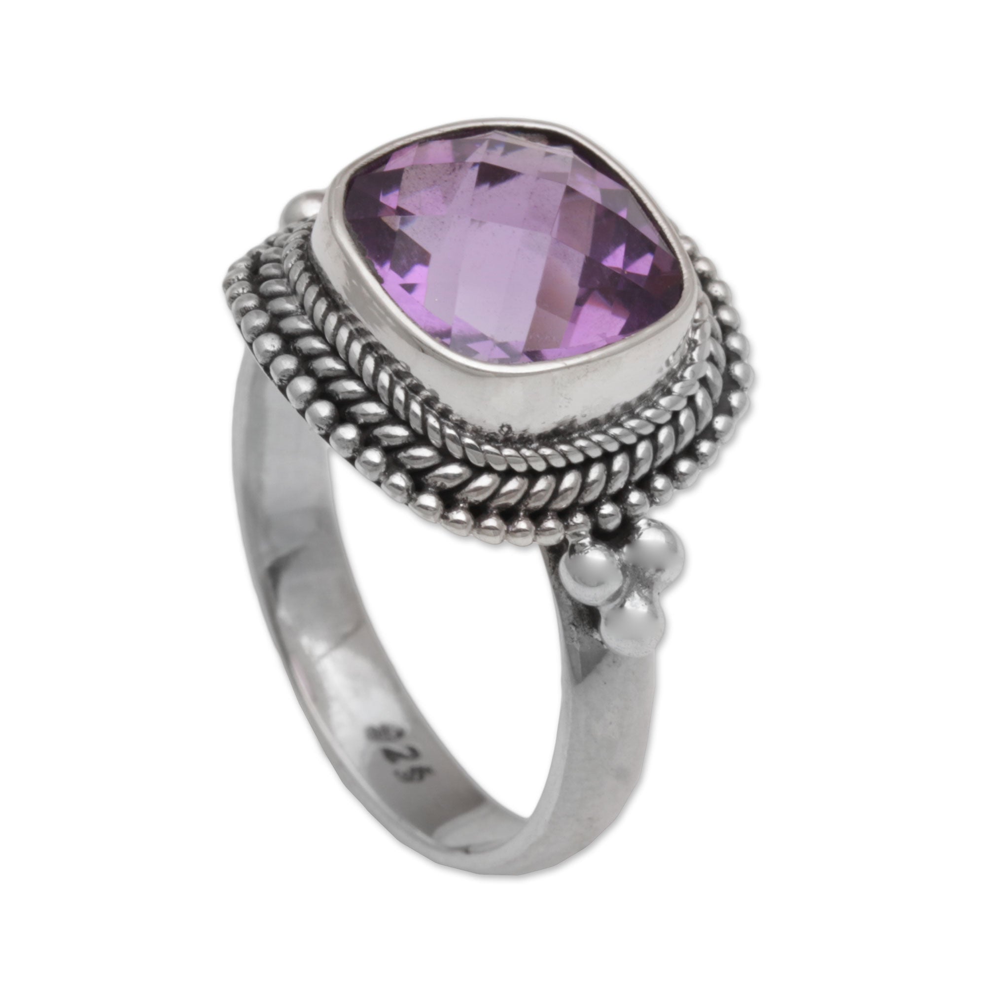 Premium Amethyst Cocktail Ring – Handcrafted Sterling Silver Jewelry from Bali