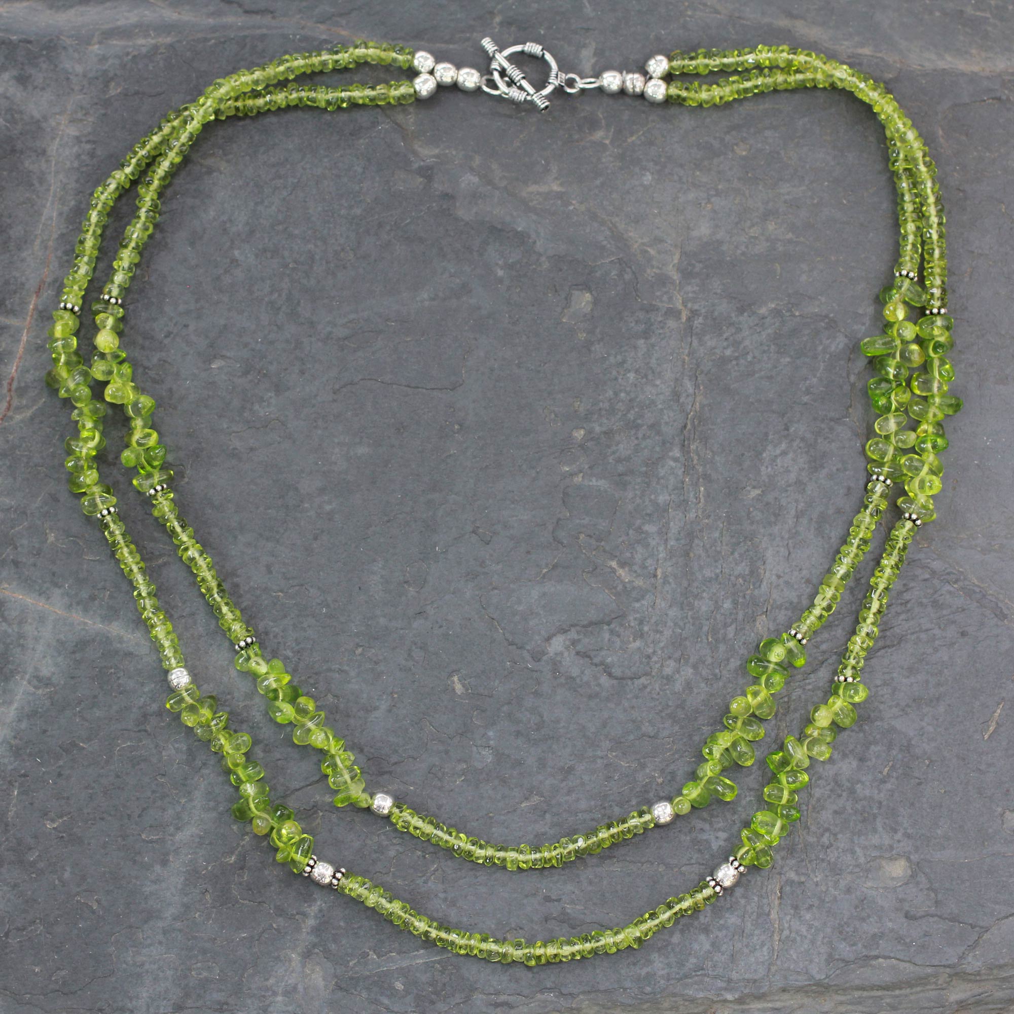 Premium Handcrafted Peridot Double Strand Necklace - Nature's Charm Collection