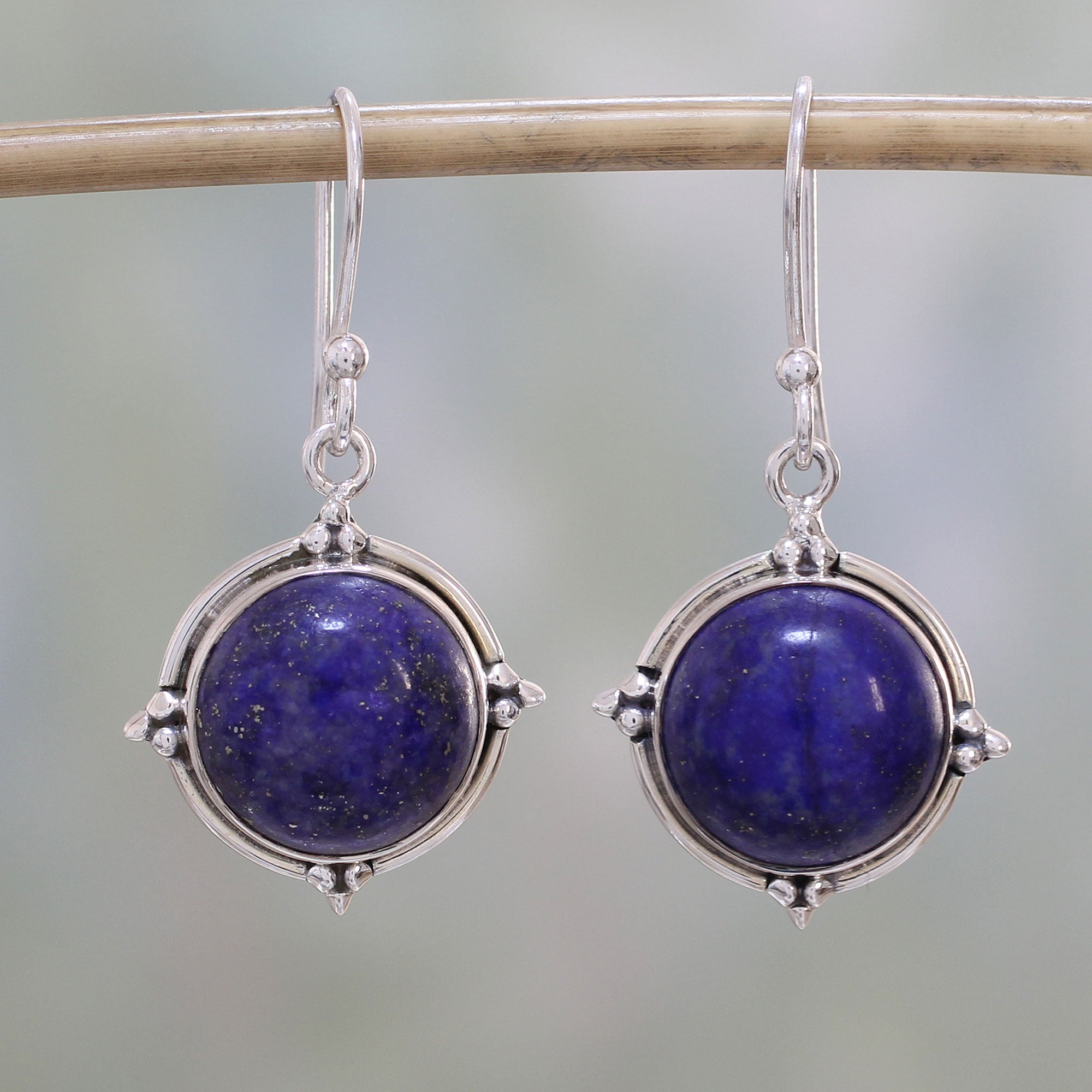 Premium Lapis Lazuli Sterling Silver Dangle Earrings - Handcrafted in India