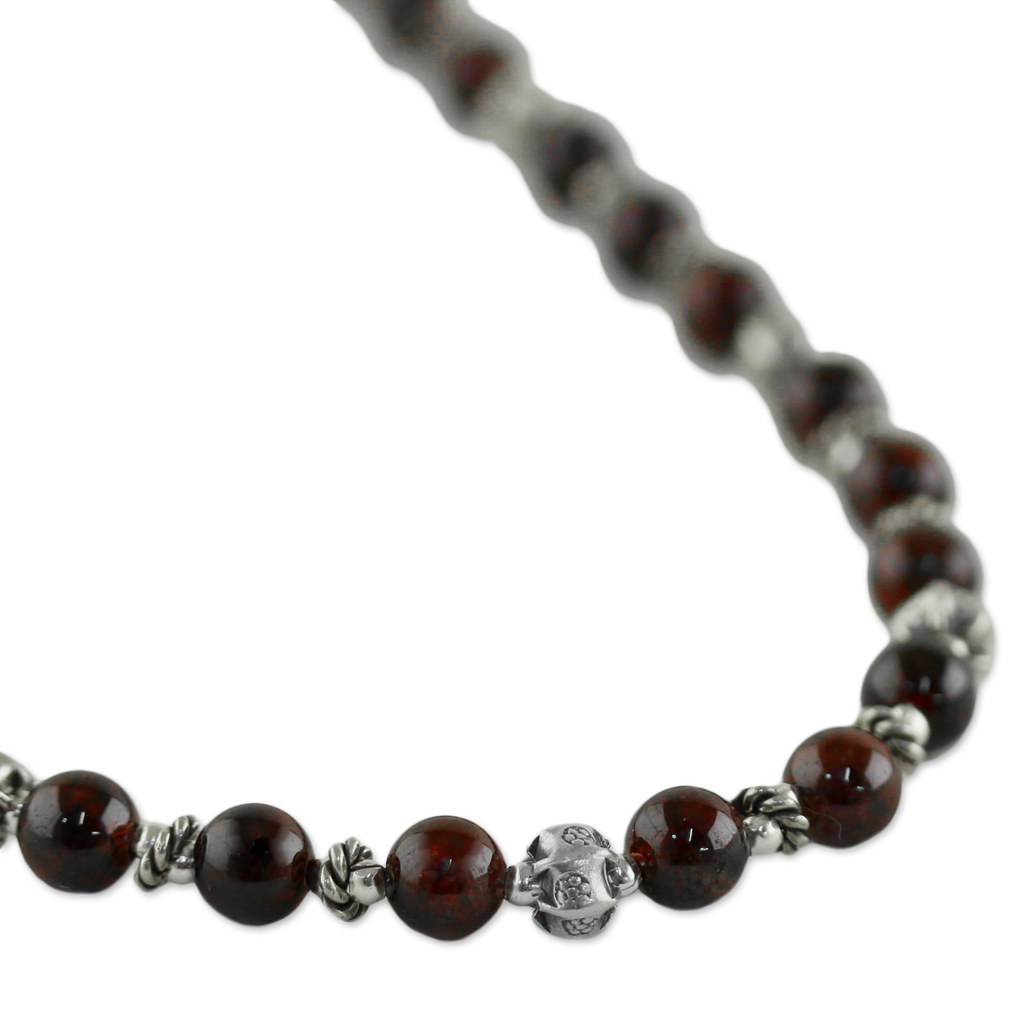 Premium Grace Garnet & 950 Silver Beaded Necklace - Handcrafted in Thailand