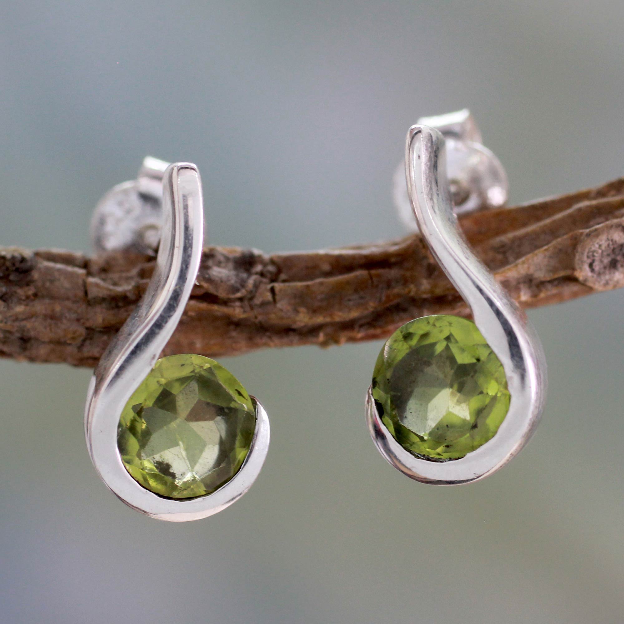 Premium Lime Droplet Women's Peridot Earrings - Handcrafted Sterling Silver Jewelry