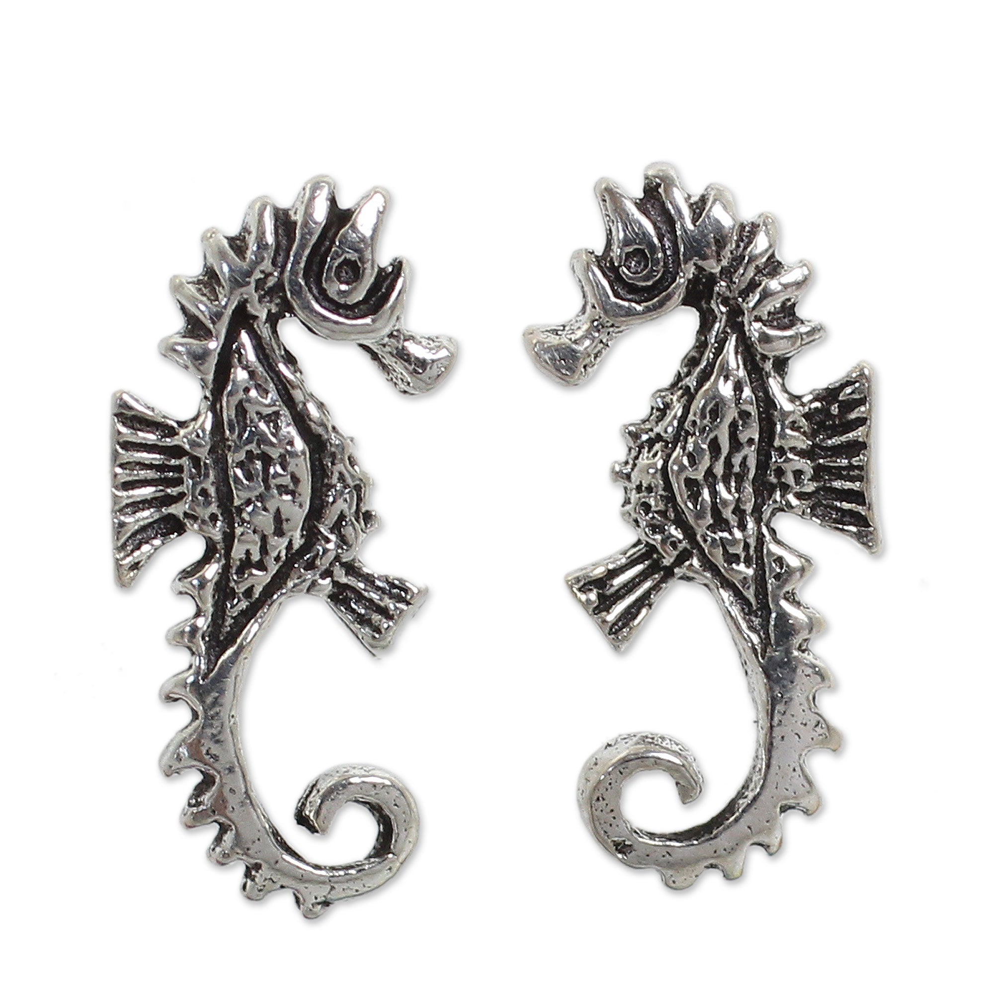 Premium Seahorse Sterling Silver Earrings - Handcrafted Elegance