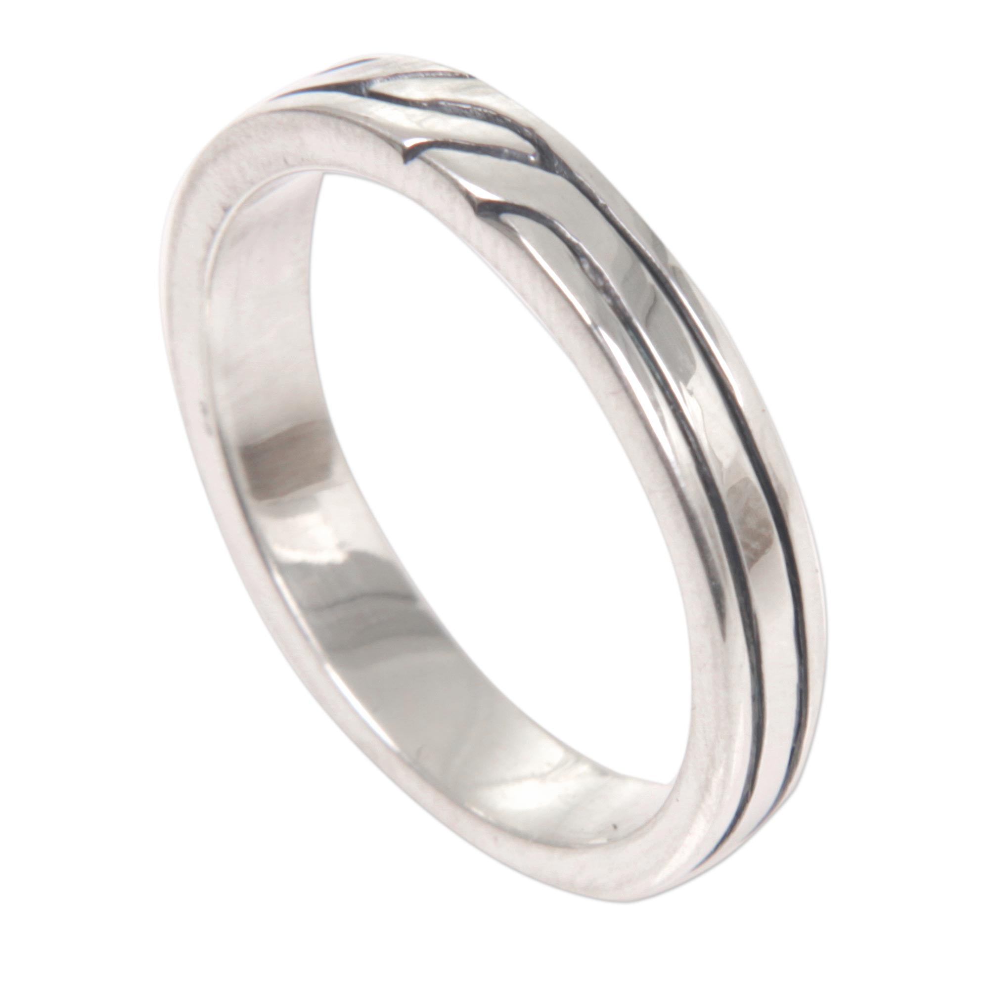 Premium Minimalist Sterling Silver Band Ring - Handcrafted Balinese Design